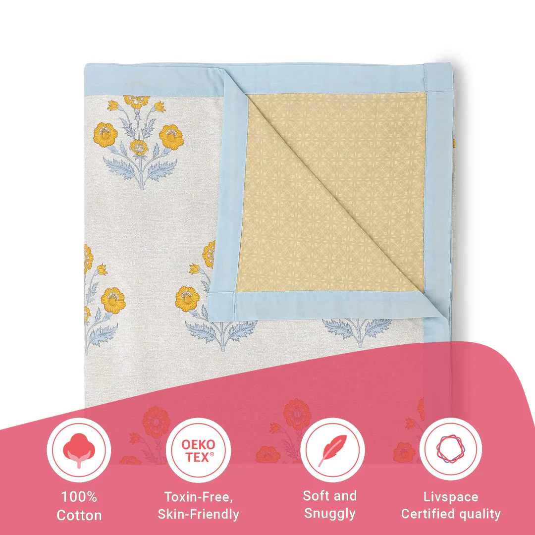 Chippa Lane | Contemporary Indian Print Design Reversible Dohar with Super Soft Flannel Layering-Ochre - Image 11