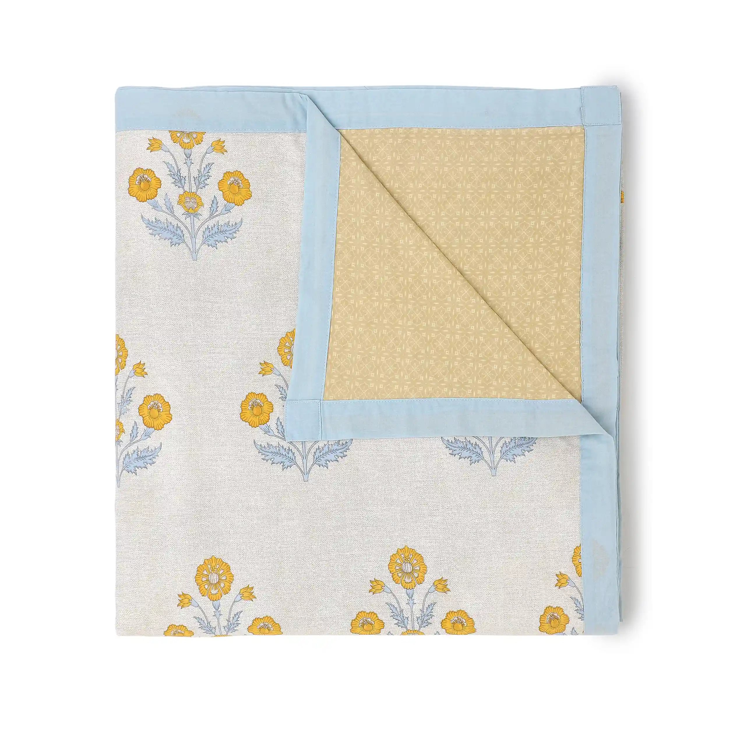 Chippa Lane | Contemporary Indian Print Design Reversible Dohar with Super Soft Flannel Layering-Ochre - Image 4