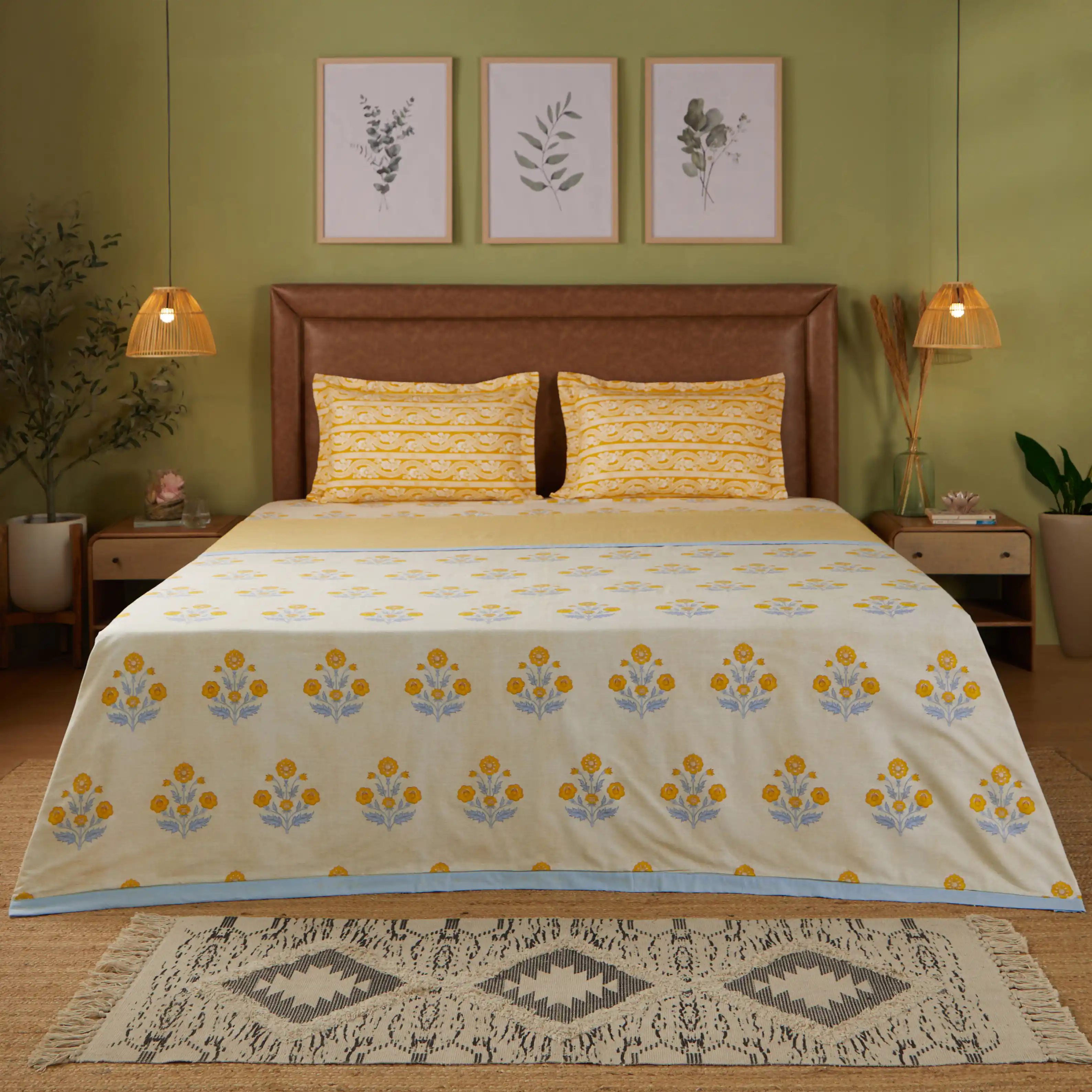 Chippa Lane | Contemporary Indian Print Design Reversible Dohar with Super Soft Flannel Layering-Ochre - Image 7