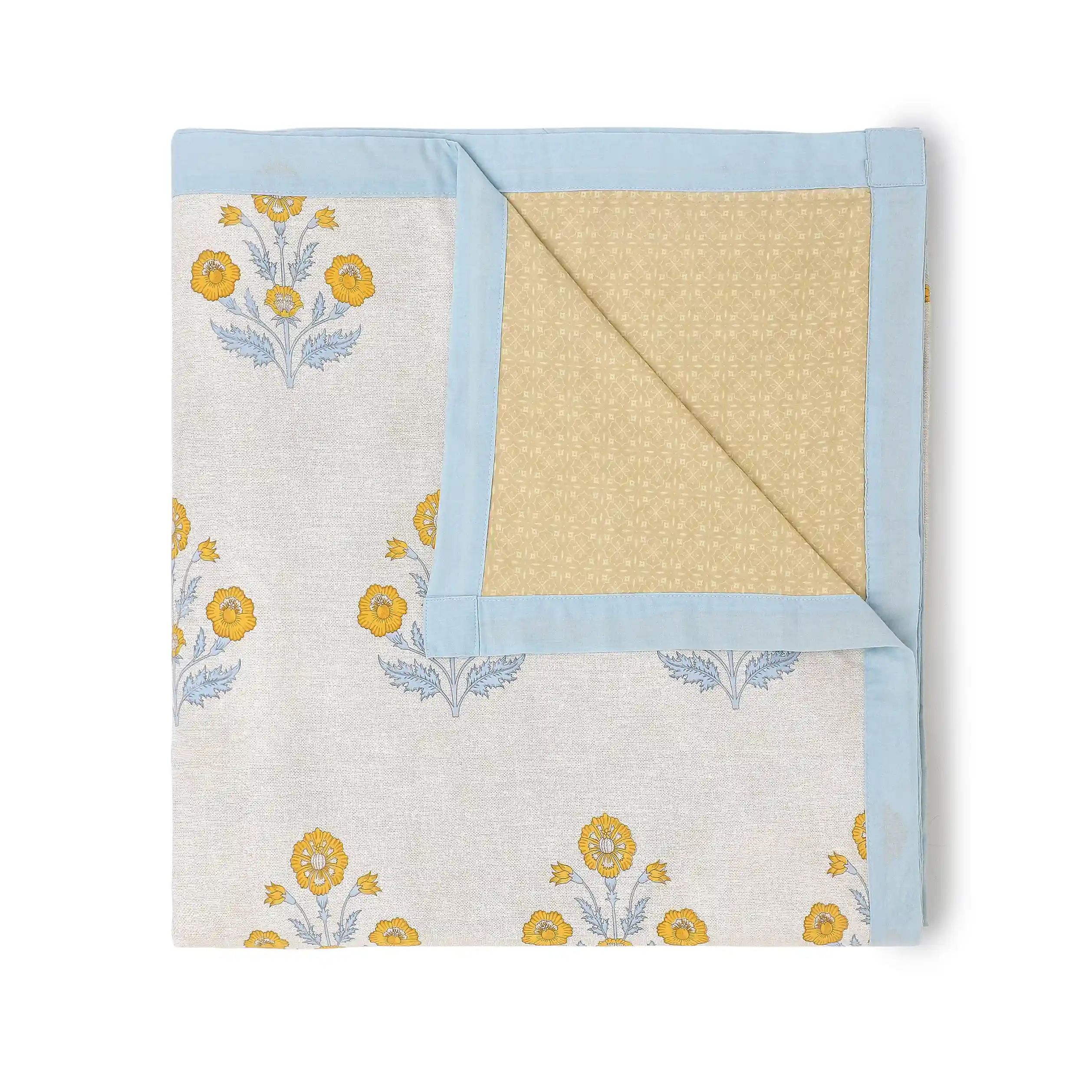 Chippa Lane | Contemporary Indian Print Design Reversible Dohar with Super Soft Flannel Layering-Ochre - Image 9