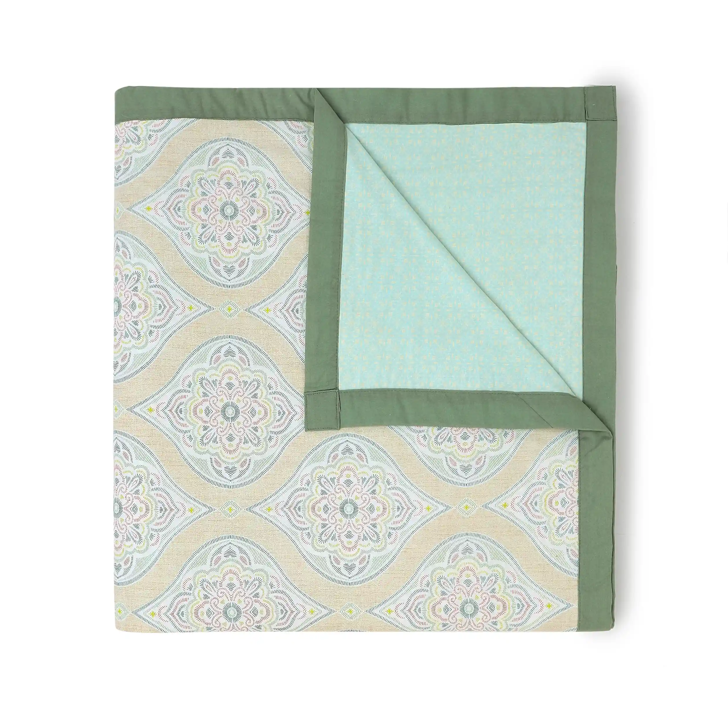 Chippa Lane | Contemporary Indian Print Design Reversible Dohar with Super Soft Flannel Layering-Sage - Image 9