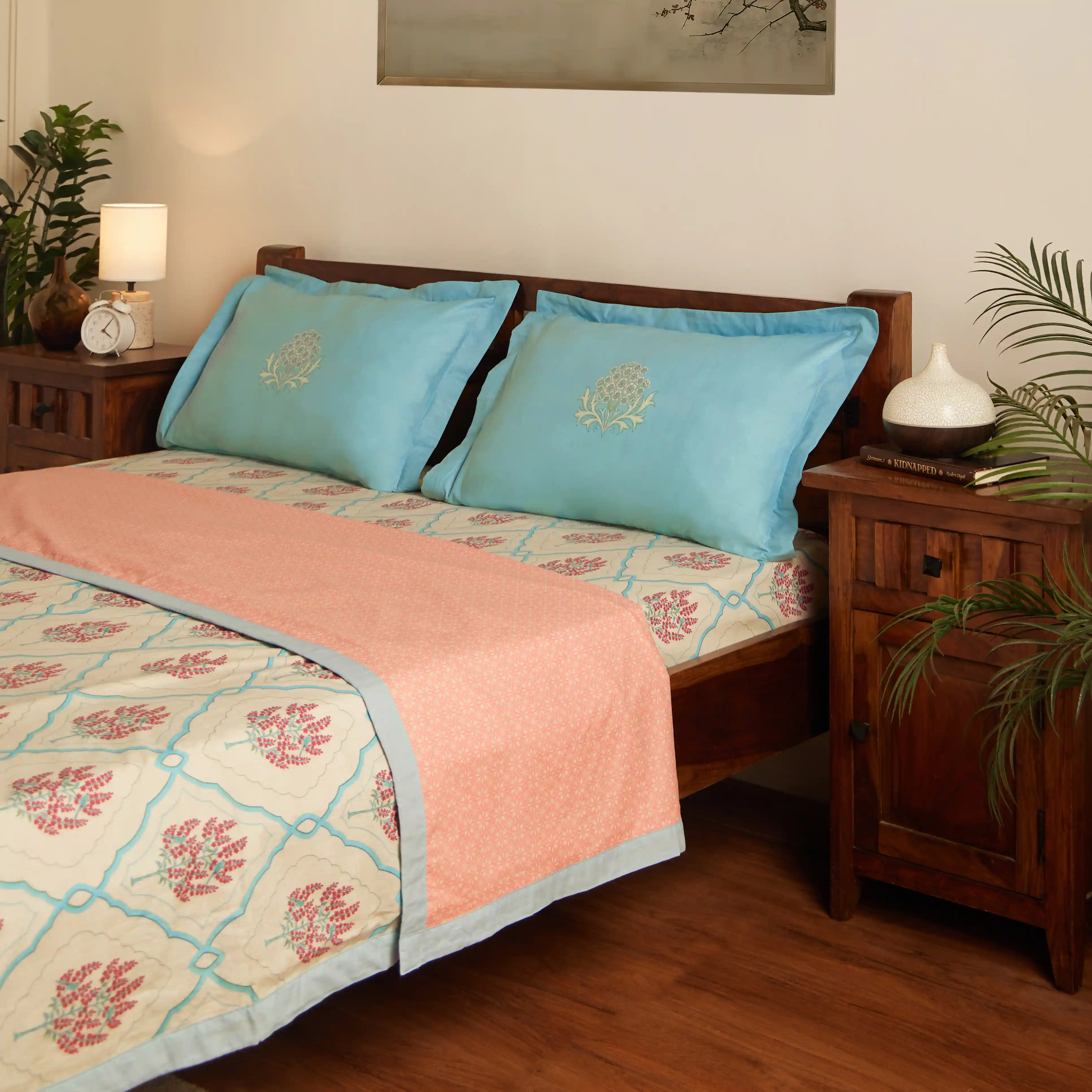 Chippa Lane | Contemporary Indian Print Design Reversible Dohar with Super Soft Flannel Layering-Sage Bloom - Image 6