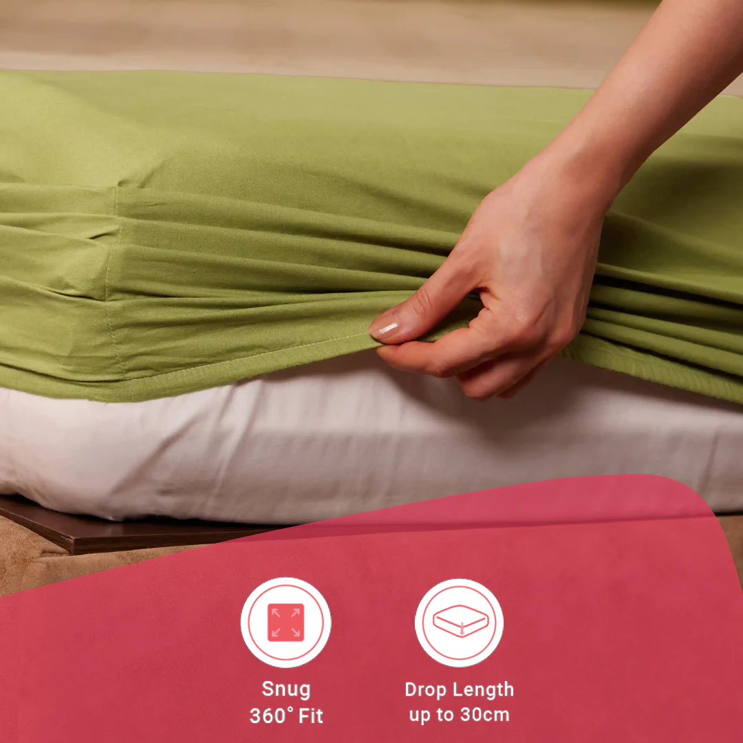 Chippa Lane | Contemporary Indian Print Design Cotton Fitted Sheet Set-Indian Moss - Image 15
