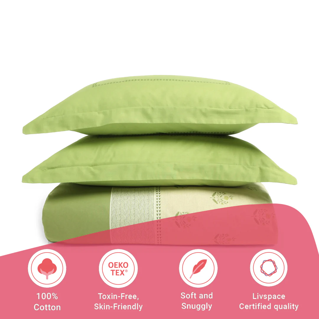 Chippa Lane | Contemporary Indian Print Design Cotton Fitted Sheet Set-Indian Moss - Image 16