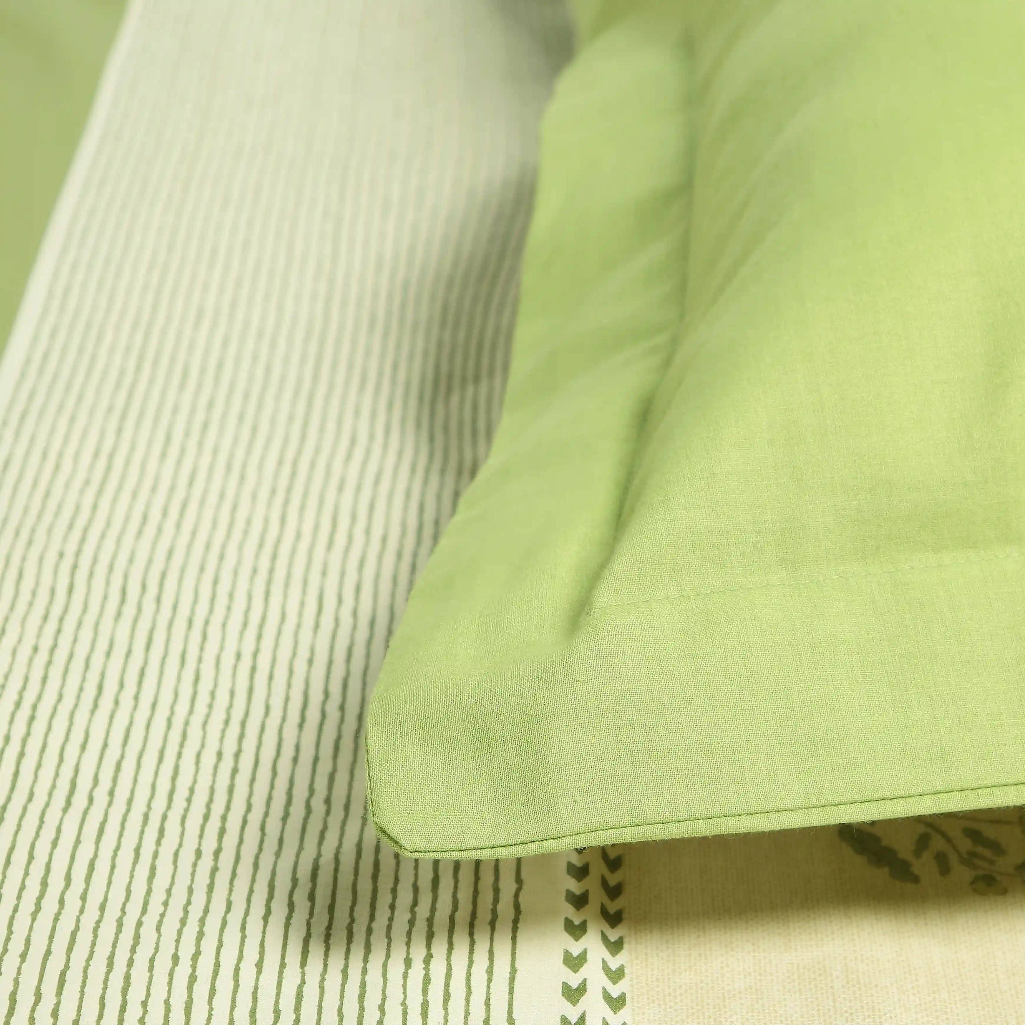 Chippa Lane | Contemporary Indian Print Design Cotton Fitted Sheet Set-Indian Moss - Image 6