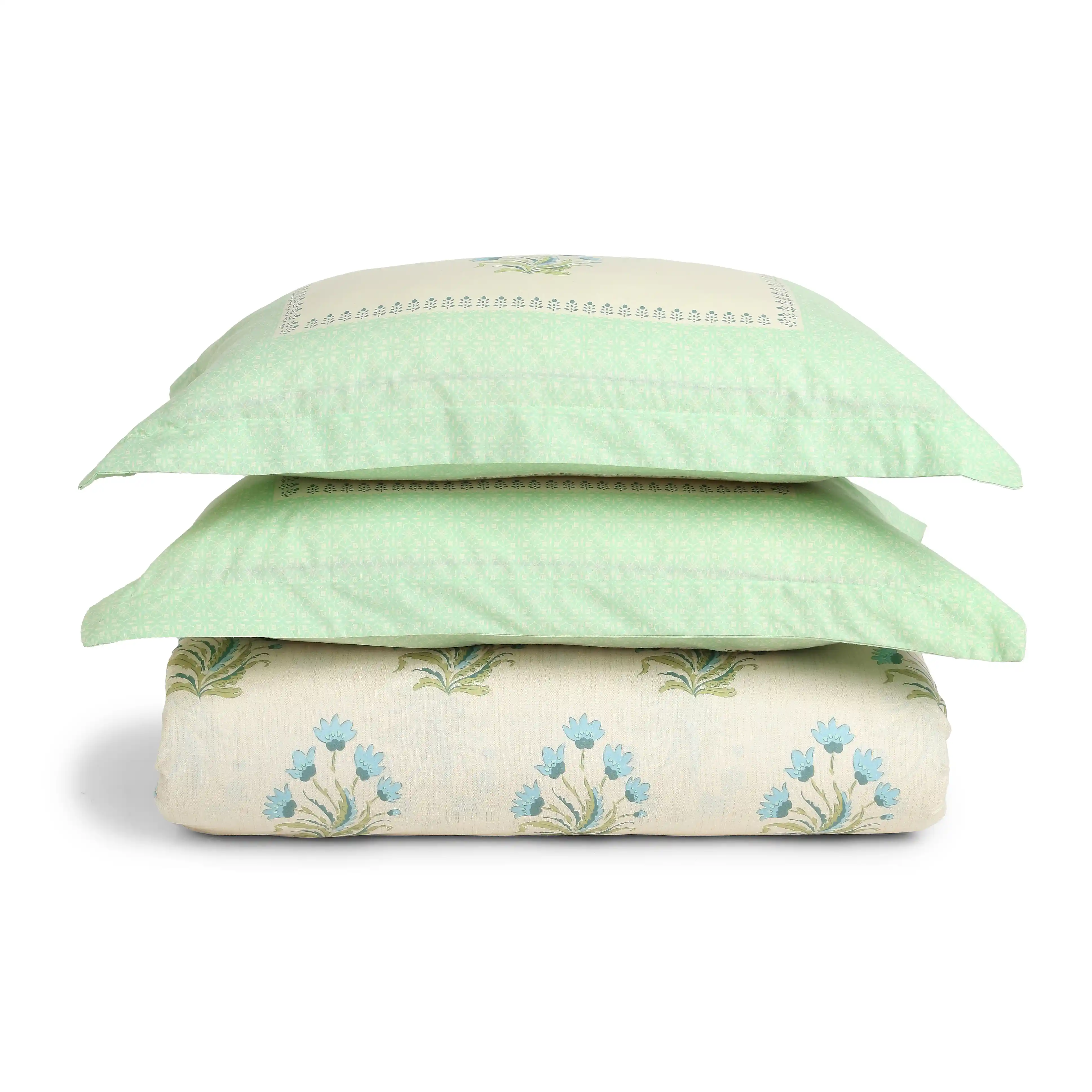 Chippa Lane | Contemporary Indian Print Design Cotton Fitted Sheet Set-Indian Sage - Image 12