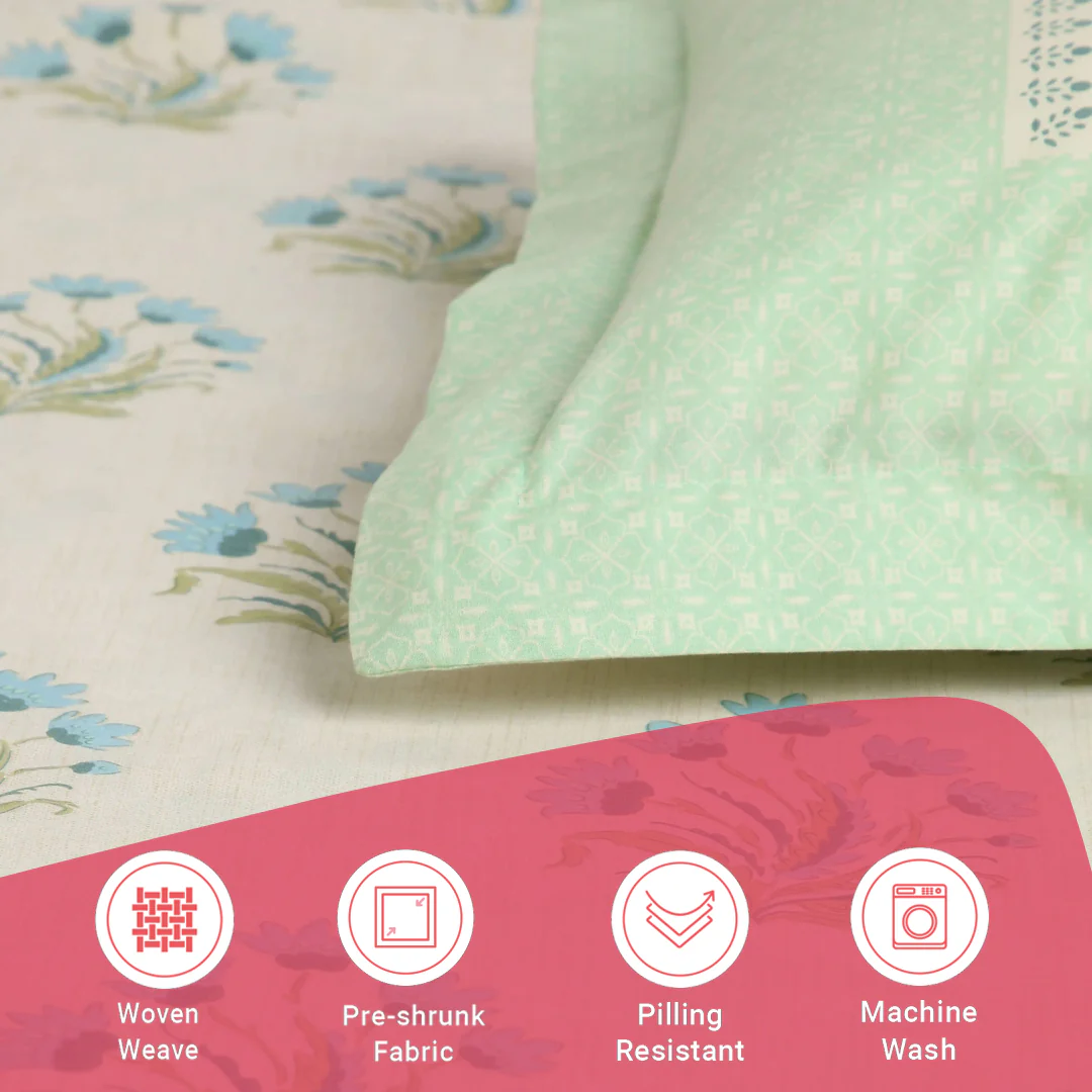 Chippa Lane | Contemporary Indian Print Design Cotton Fitted Sheet Set-Indian Sage - Image 17