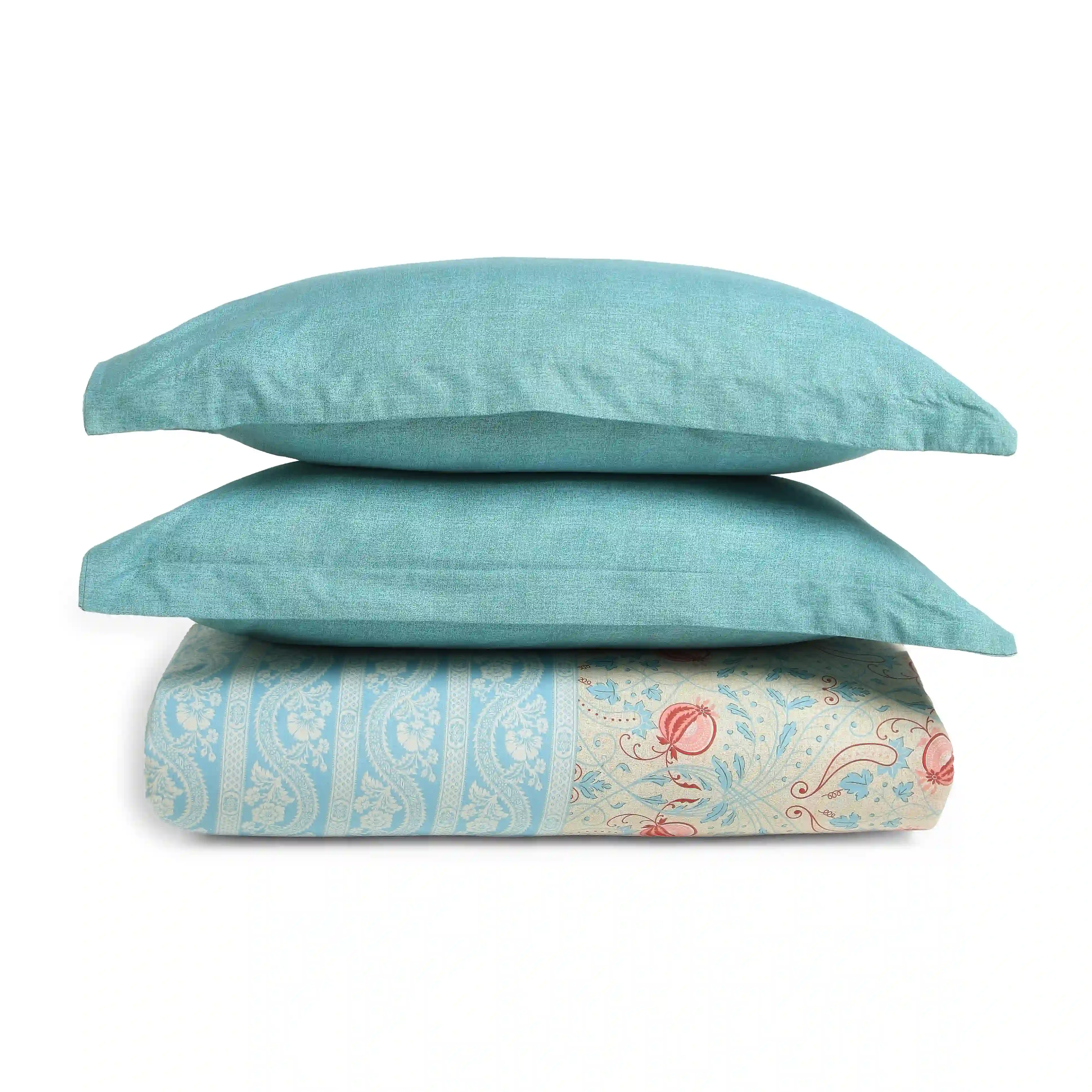 Chippa Lane | Contemporary Indian Print Design Cotton Fitted Sheet Set-Light Blue - Image 12