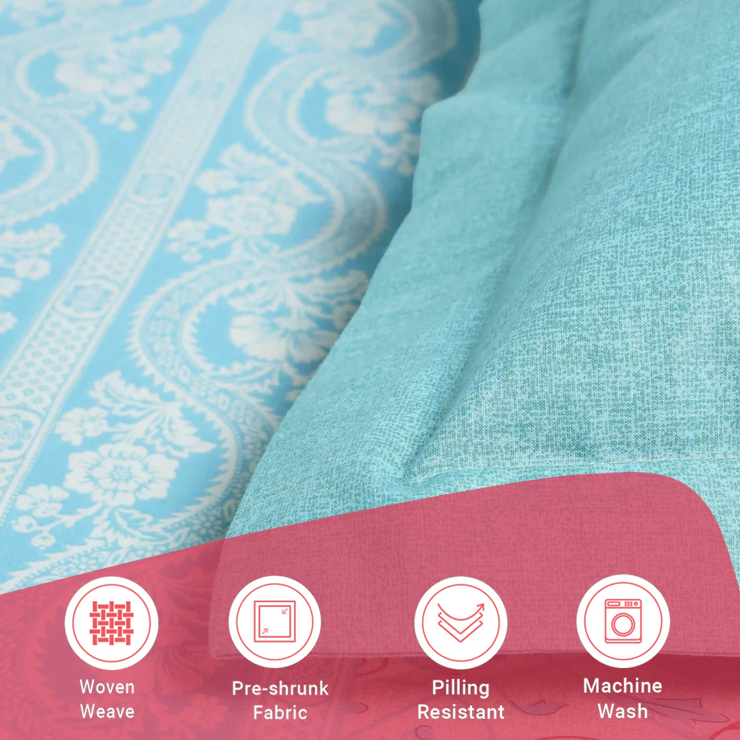 Chippa Lane | Contemporary Indian Print Design Cotton Fitted Sheet Set-Light Blue - Image 17