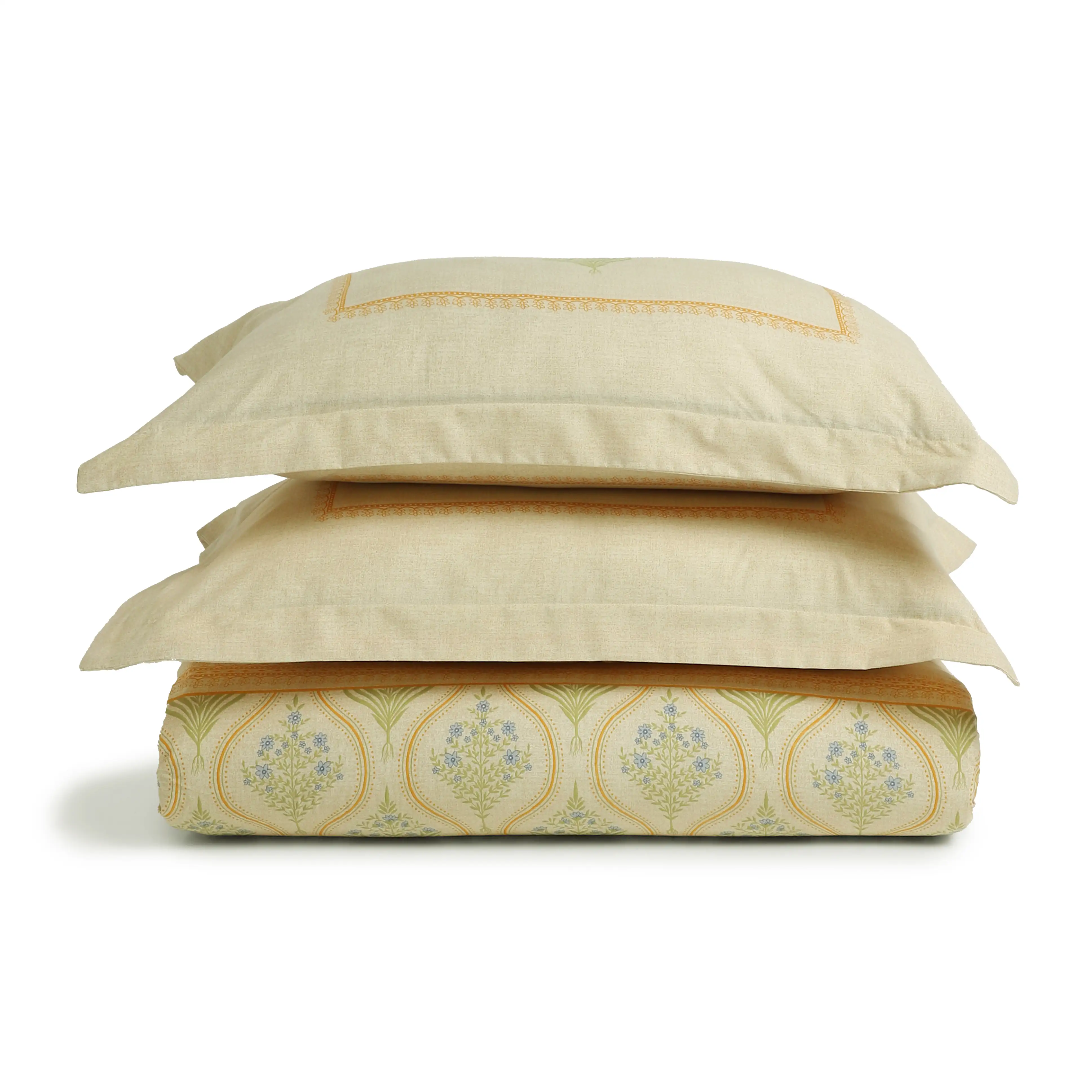 Chippa Lane | Contemporary Indian Print Design Cotton Fitted Sheet Set-Mustard - Image 4