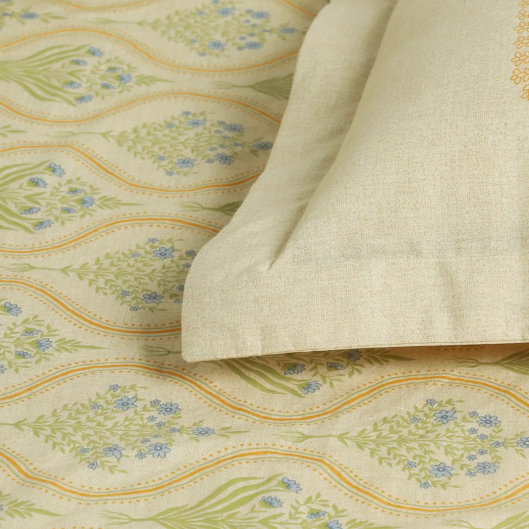 Chippa Lane | Contemporary Indian Print Design Cotton Fitted Sheet Set-Mustard - Image 5