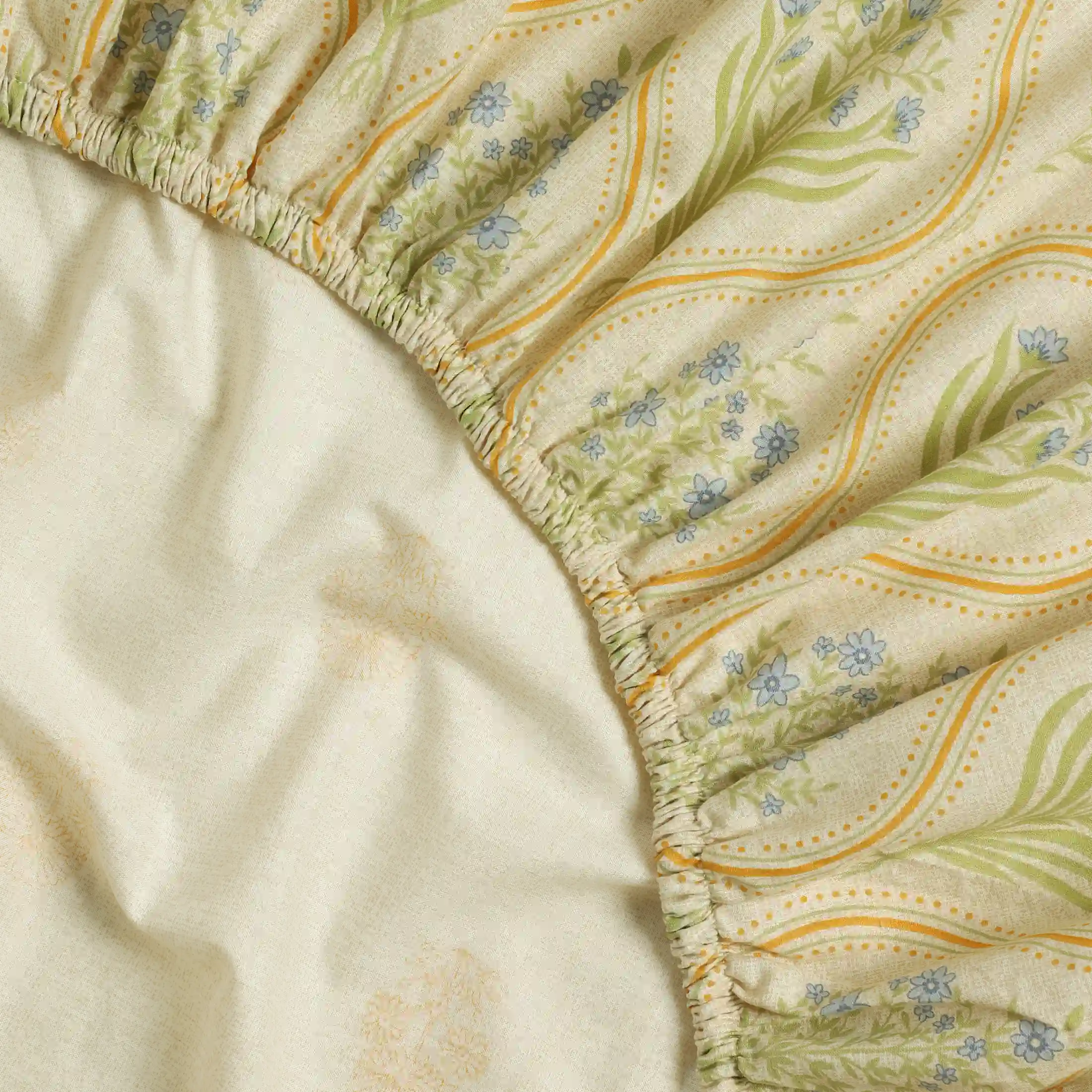 Chippa Lane | Contemporary Indian Print Design Cotton Fitted Sheet Set-Mustard - Image 6