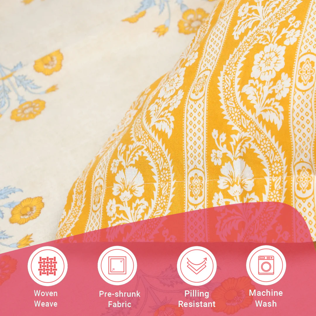Chippa Lane | Contemporary Indian Print Design Cotton Fitted Sheet Set-Ochre - Image 17