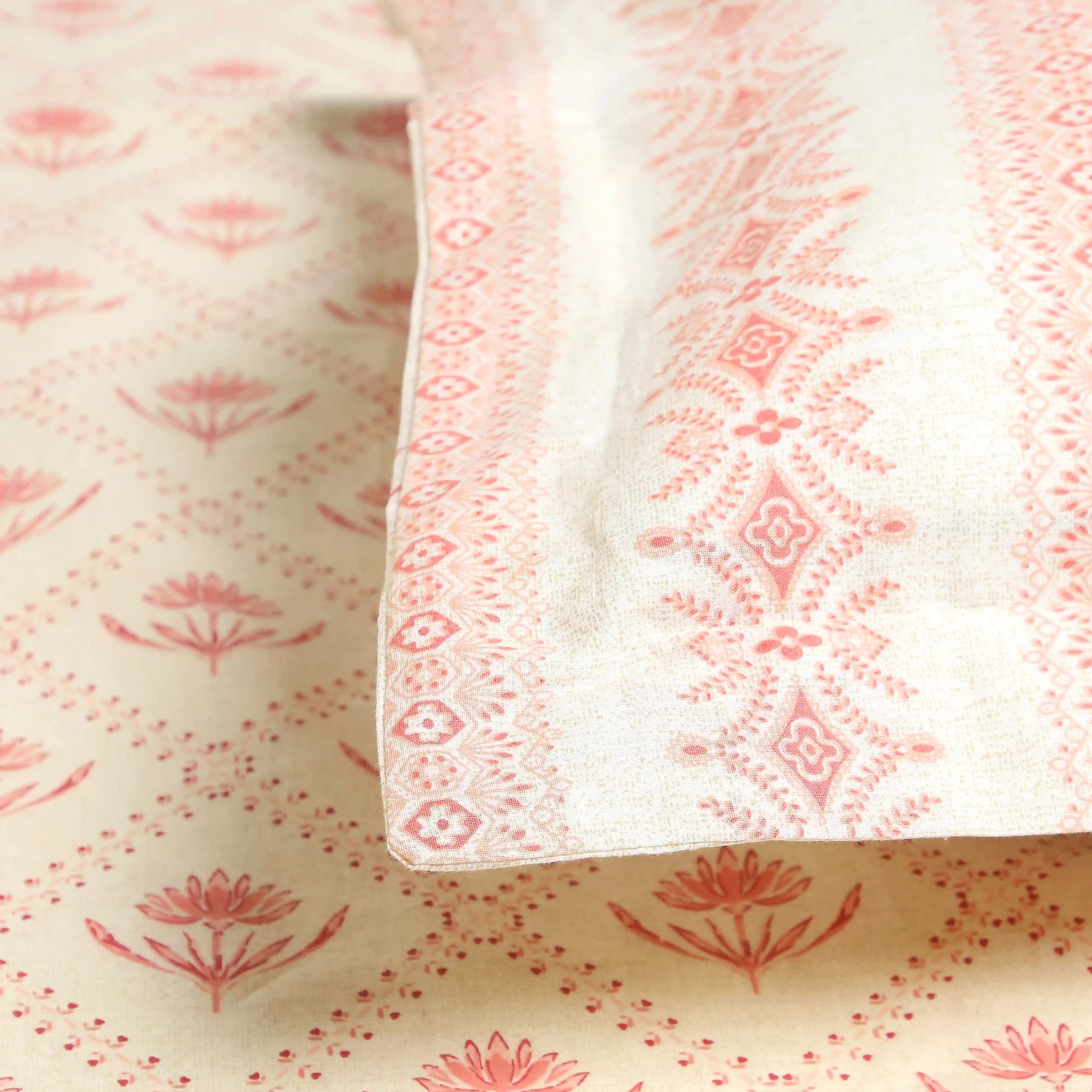 Chippa Lane | Contemporary Indian Print Design Cotton Fitted Sheet Set-Red - Image 6