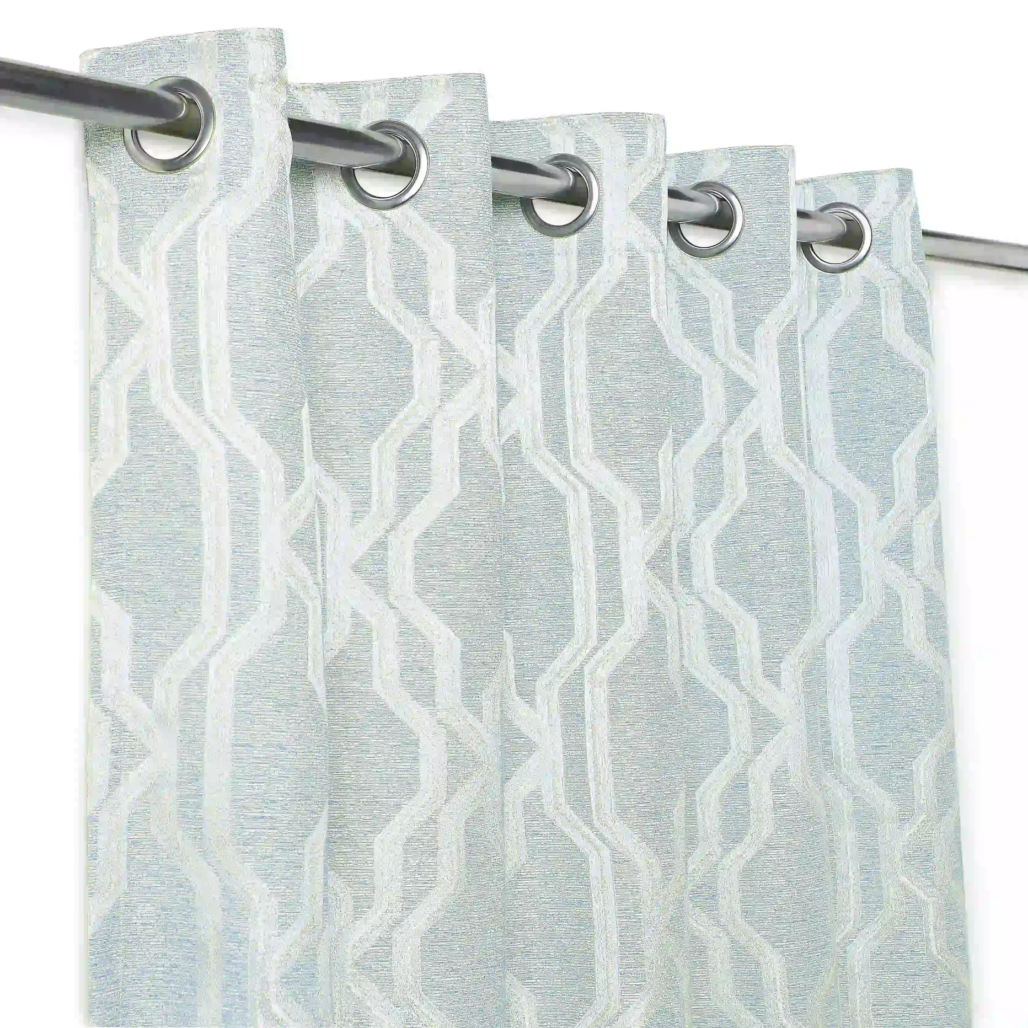 De Jacquard - Classic Set Of 2 Jacquard Readymade Curtains | Abstract Flow - Image 14