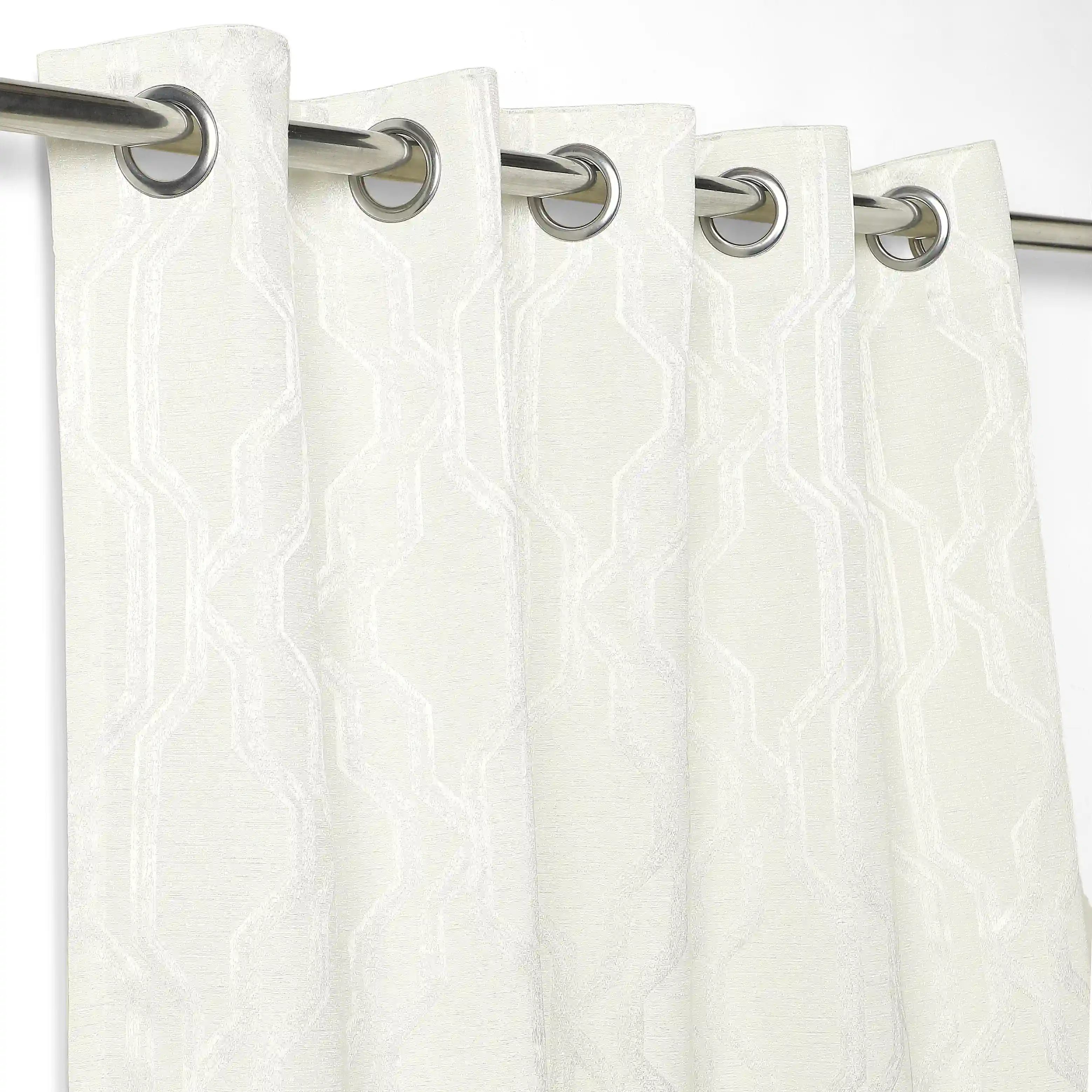 De Jacquard - Classic Set Of 2 Jacquard Readymade Curtains | Abstract Flow - Image 2
