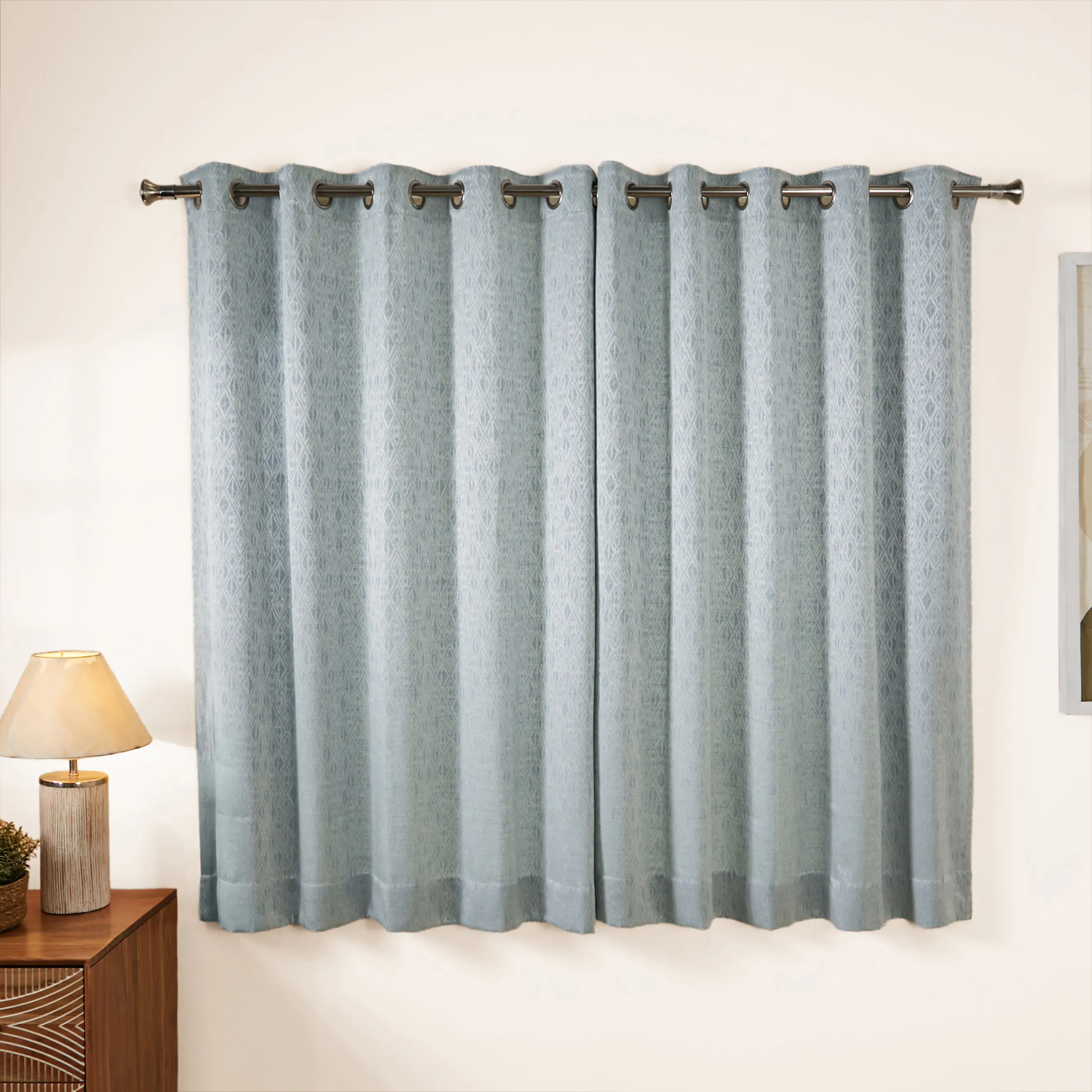 De Jacquard - Classic Set Of 2 Jacquard Readymade Curtains | Cozy Diamonds - Image 13