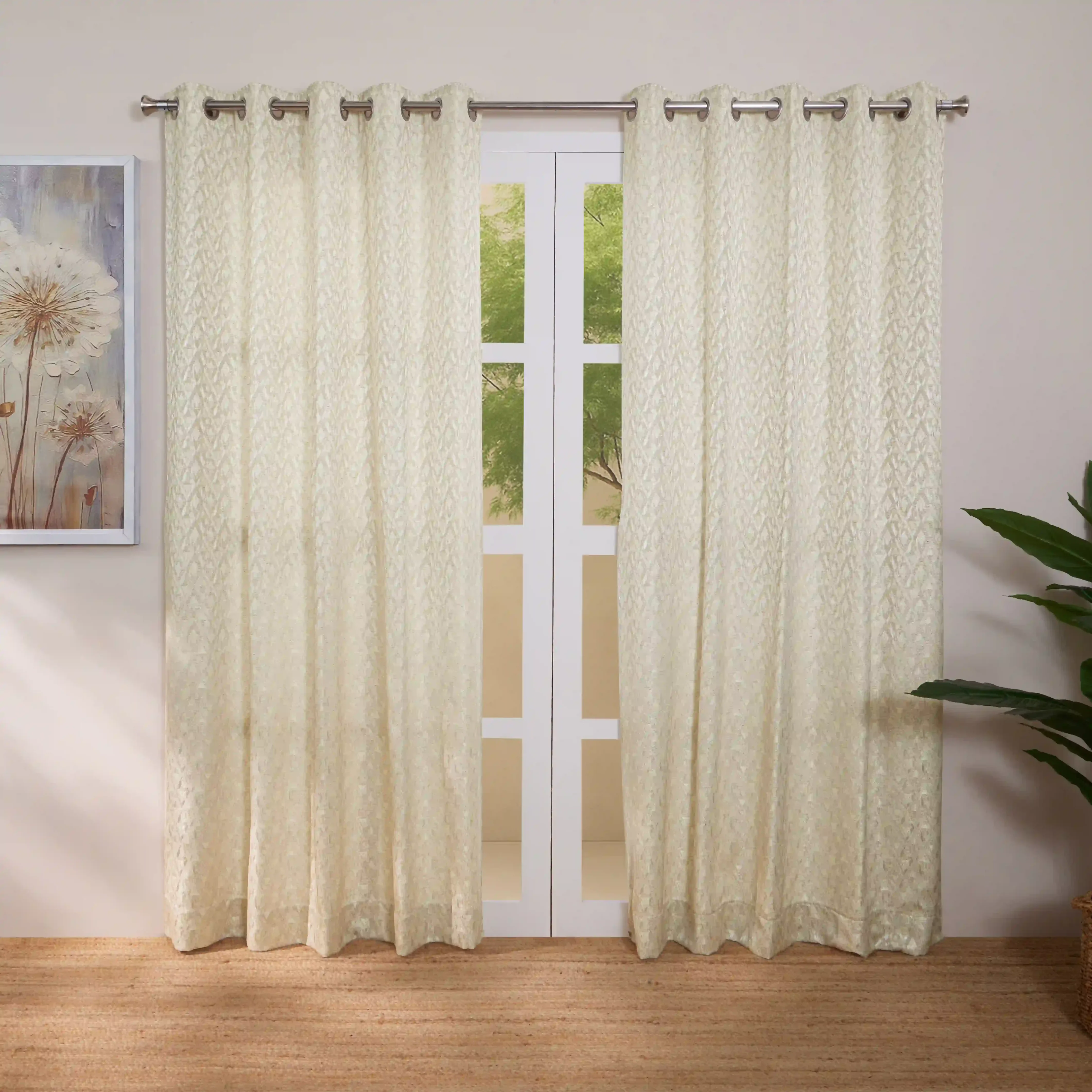 De Jacquard - Classic Set Of 2 Jacquard Readymade Curtains | Diamond Drift - Image 9