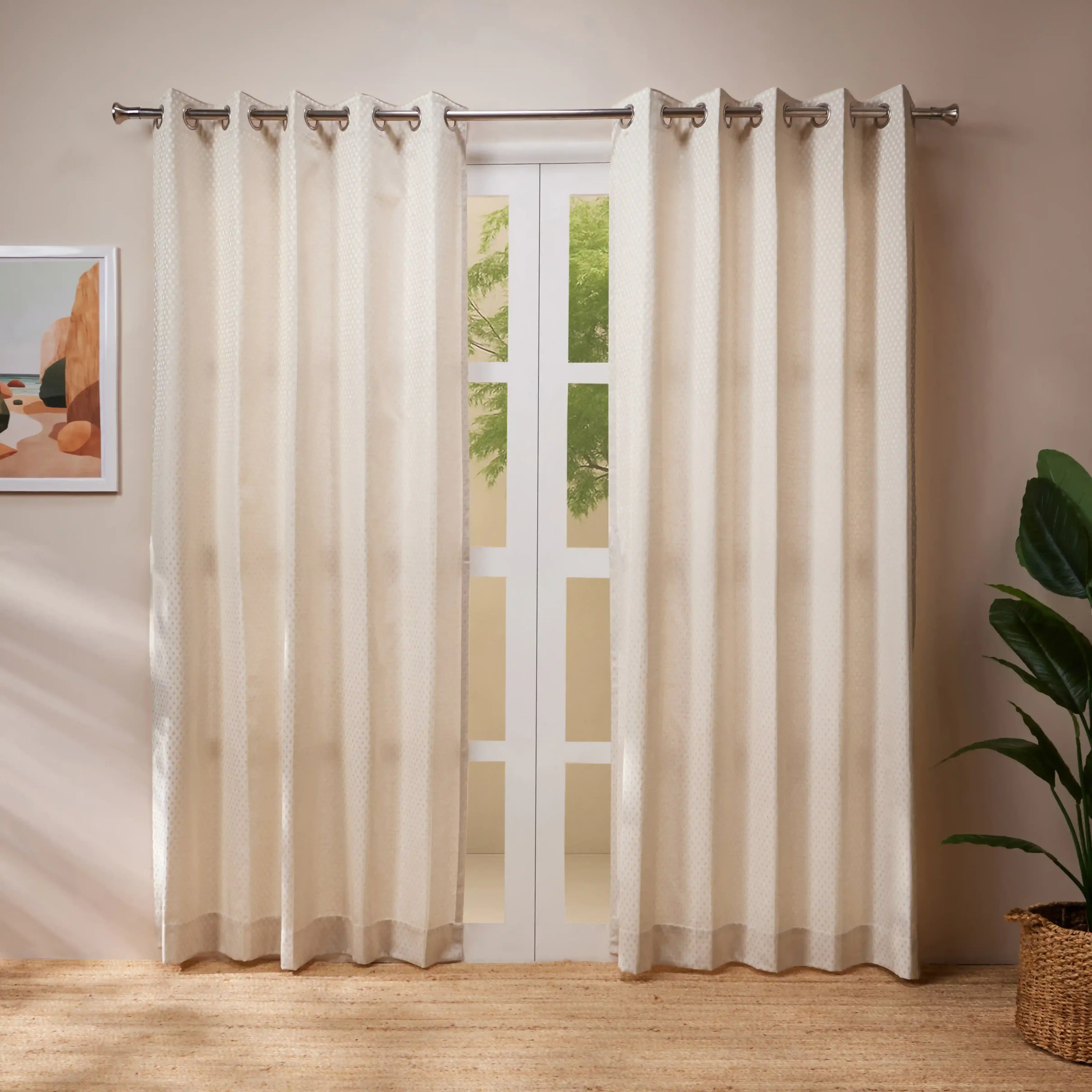 De Jacquard - Classic Set Of 2 Jacquard Readymade Curtains | Ethnic Wave - Image 5