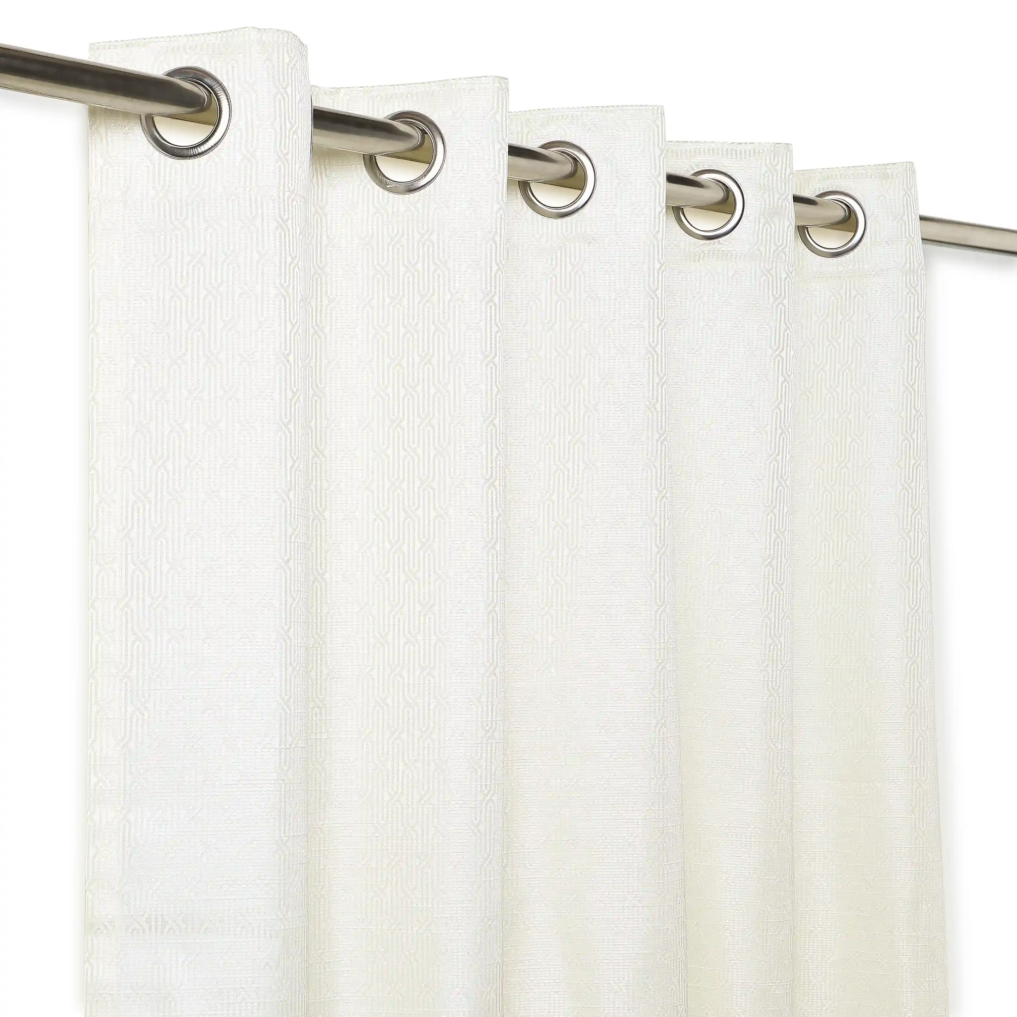 De Jacquard - Classic Set Of 2 Jacquard Readymade Curtains | Layered Lines - Image 6