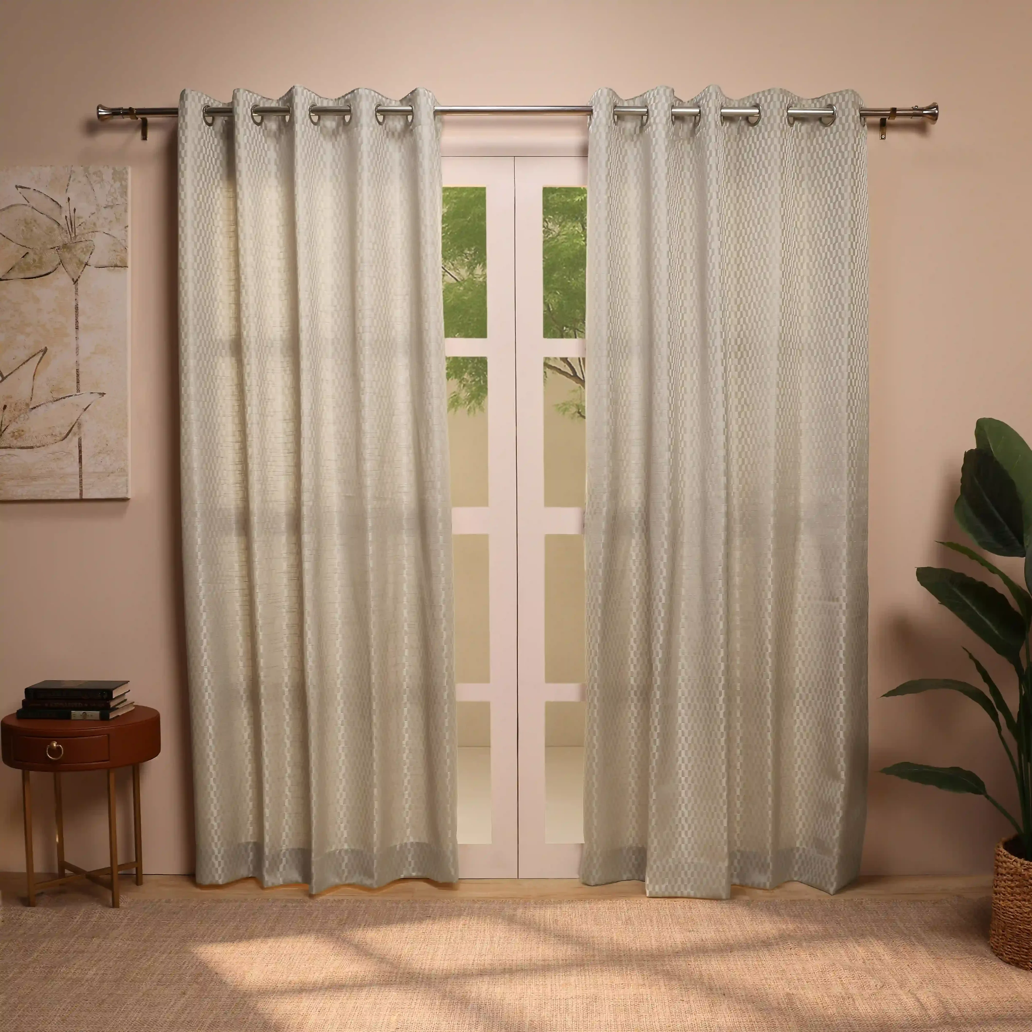 De Jacquard - Classic Set Of 2 Jacquard Readymade Curtains | Rolling Rhythm - Image 5