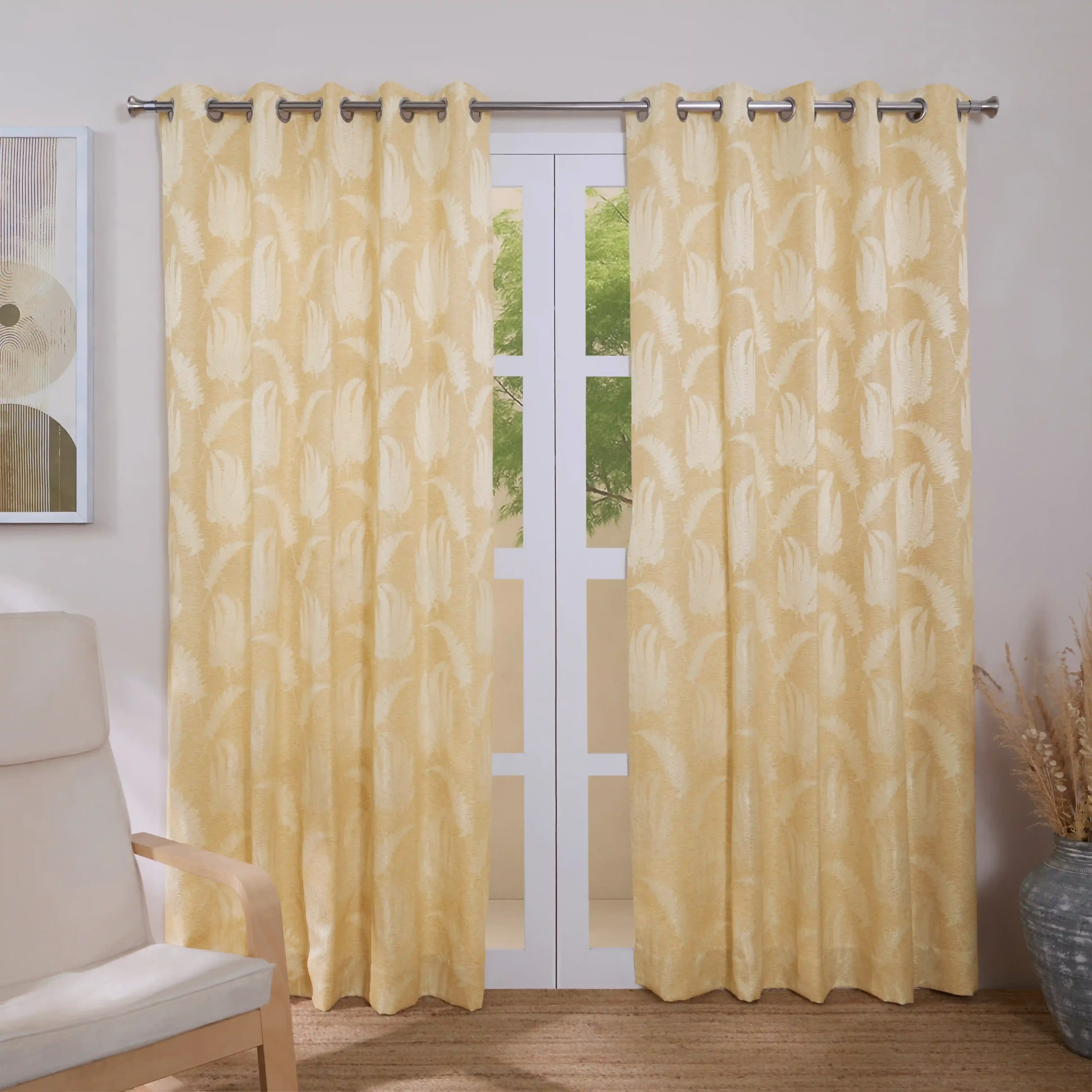 De Jacquard - Classic Set Of 2 Jacquard Readymade Curtains | Tropical Whisper - Image 13