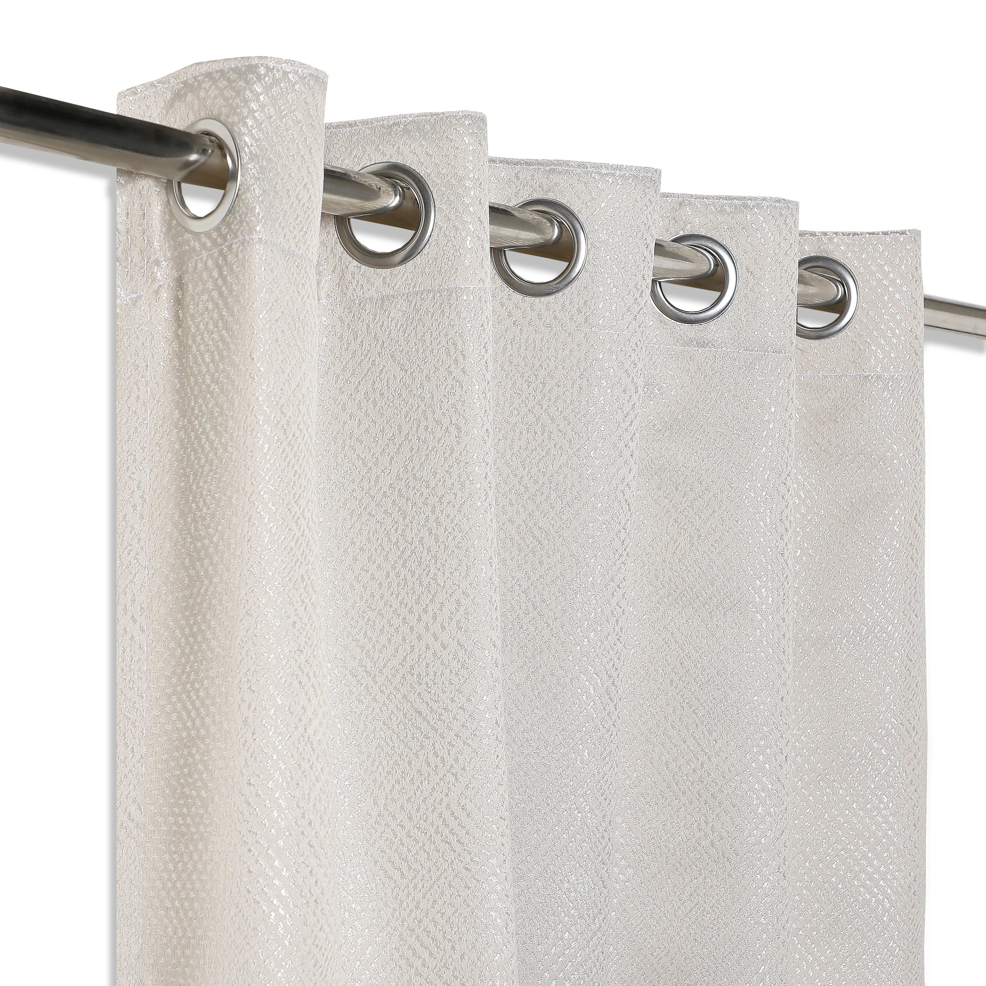 De Jacquard - Luxe Set Of 2 Jacquard Readymade Curtains | Natural Imprint - Image 20