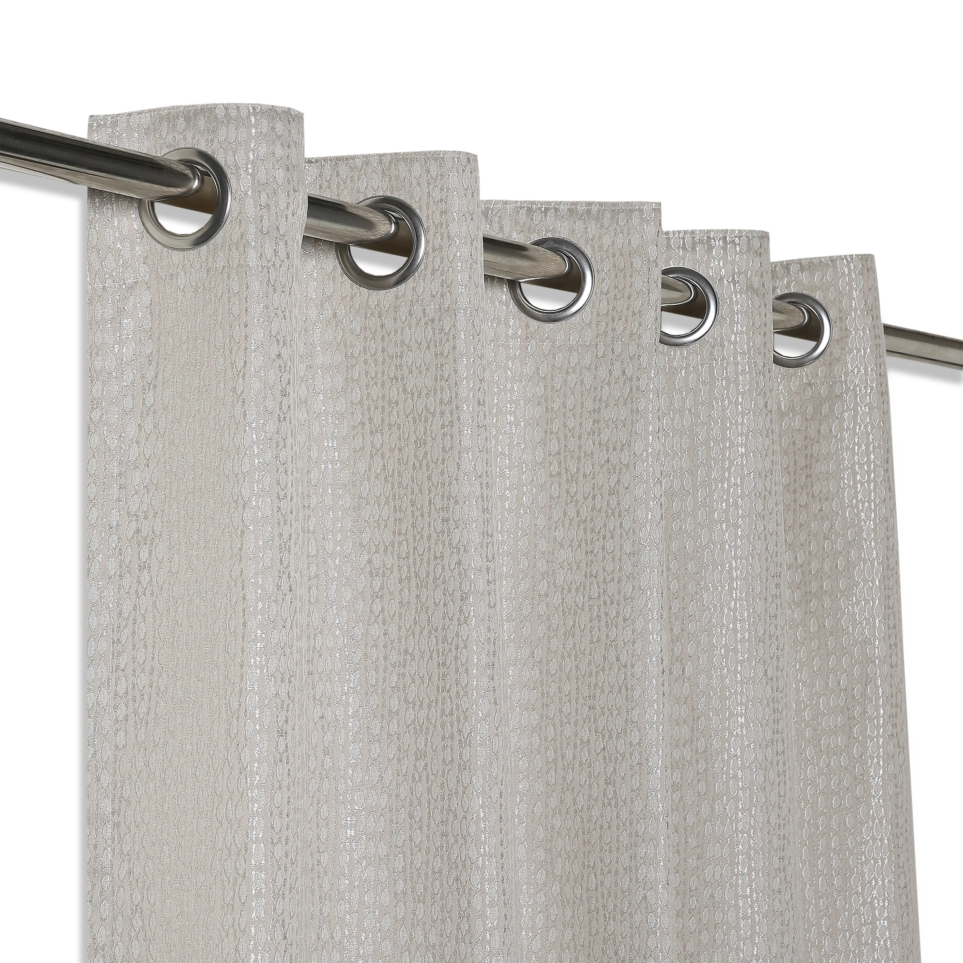 De Jacquard - Luxe Set Of 2 Jacquard Readymade Curtains | Natural Imprint - Image 23