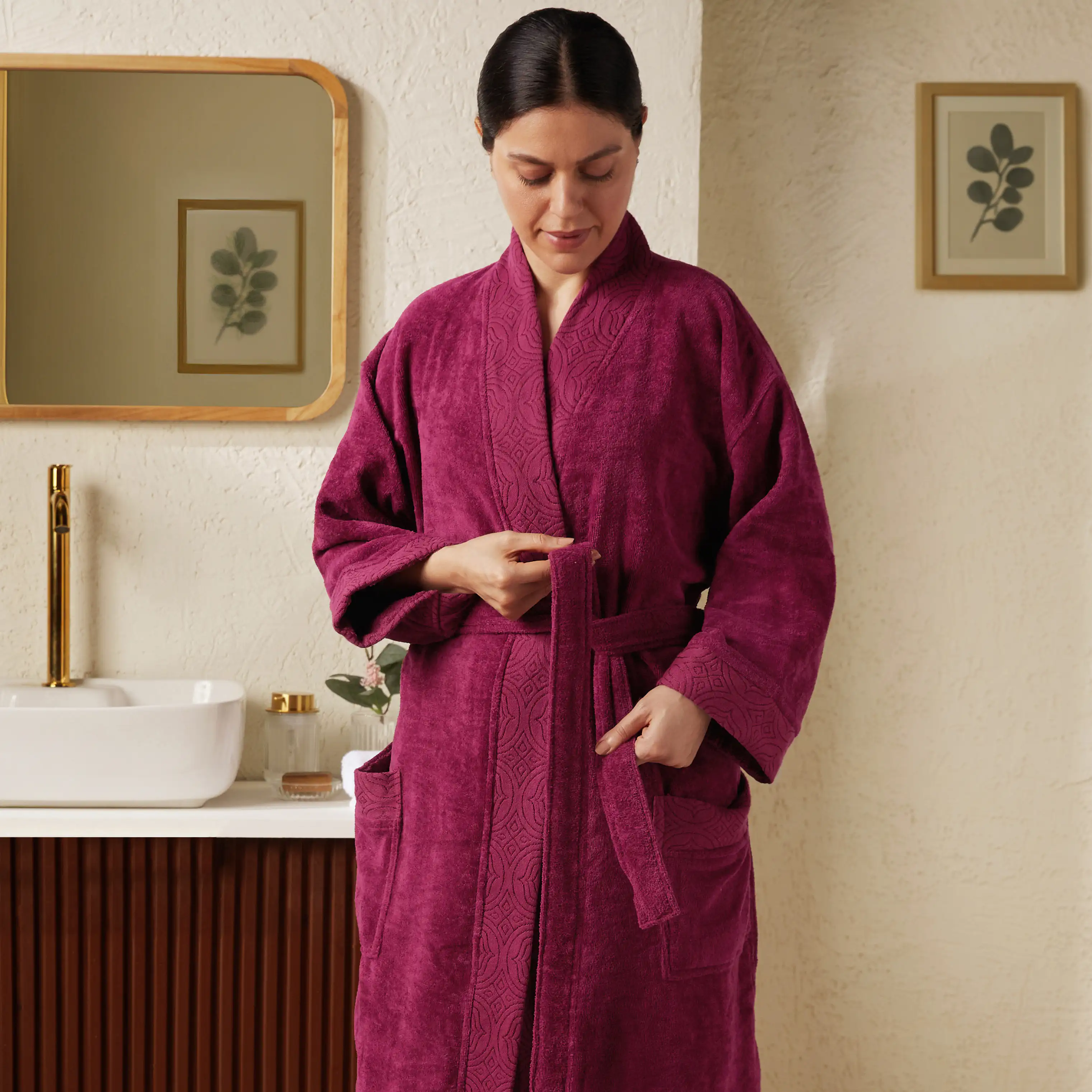 De Jacquard | Super Absorbent & Luxurious Bathrobe | With Decorative Jacquard Collar & Cuff - Image 9
