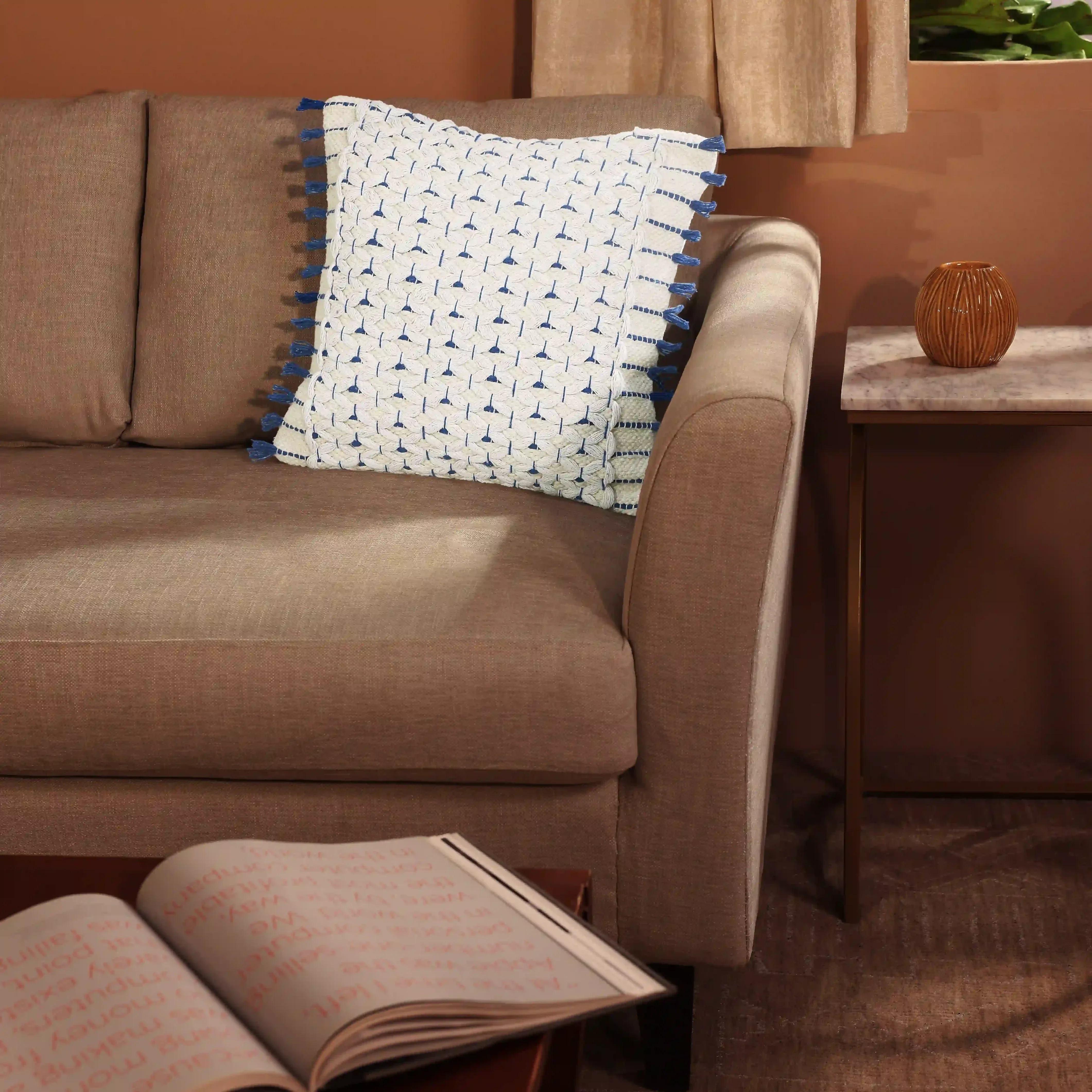 Espricia 100% Cotton Woven Cushion Cover | Soft Geometry - Image 10