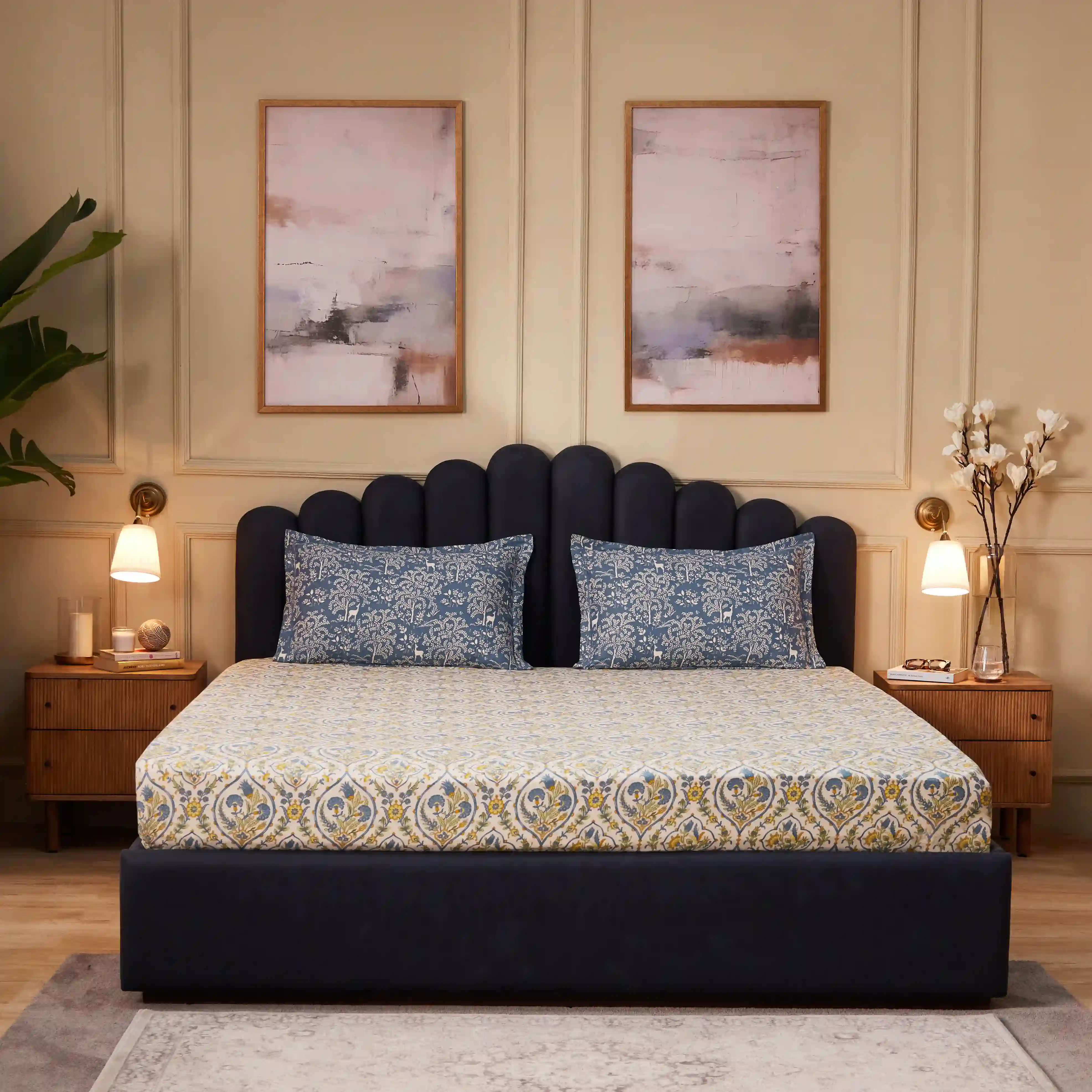 Fergana | 250TC Artistic Bohemian Printed Cotton Bedsheet Set | Pillow Cover with Merrow Hem Treatment - Image 12
