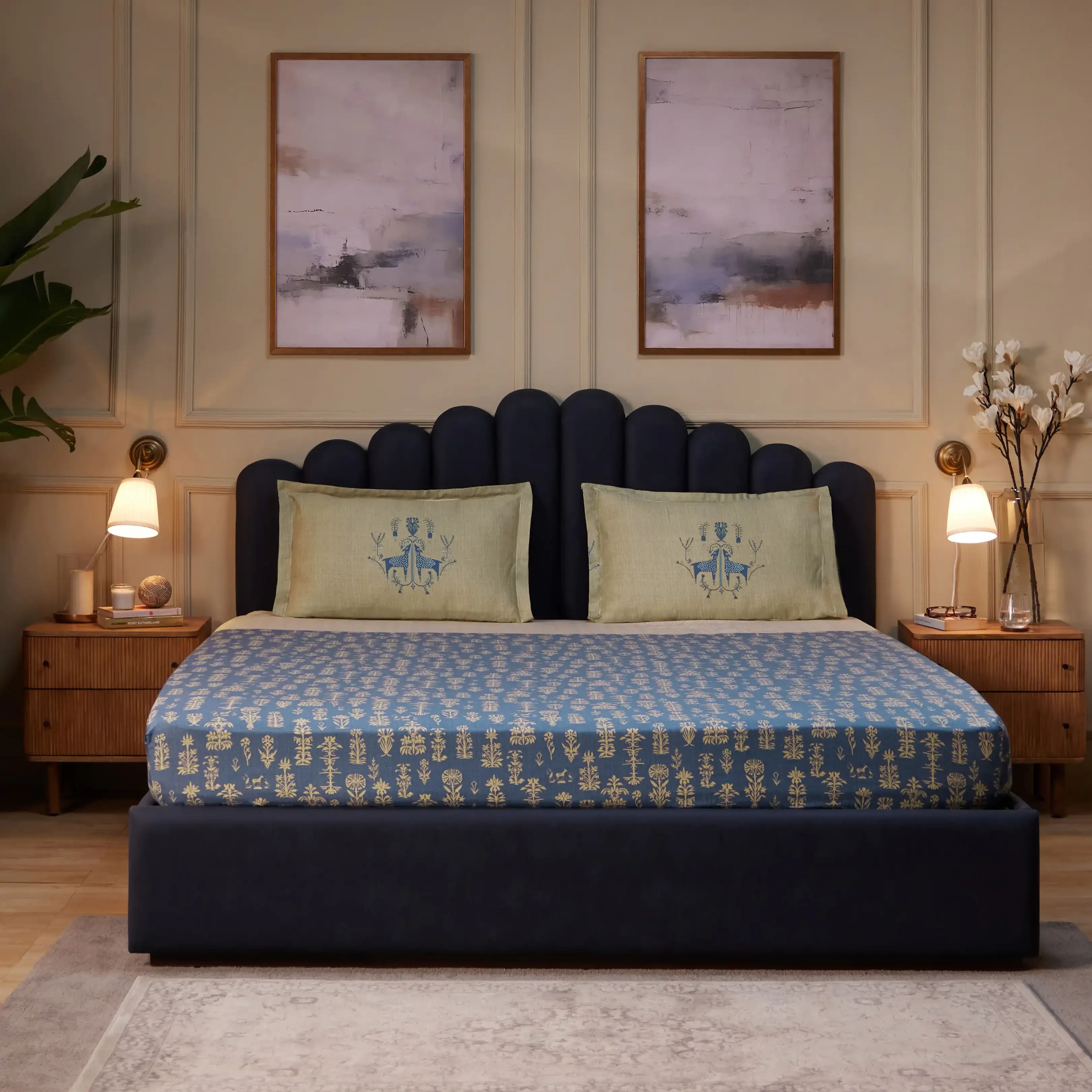 Fergana | 250TC Artistic Bohemian Printed Cotton Bedsheet Set | Pillow Cover with Merrow Hem Treatment - Image 17