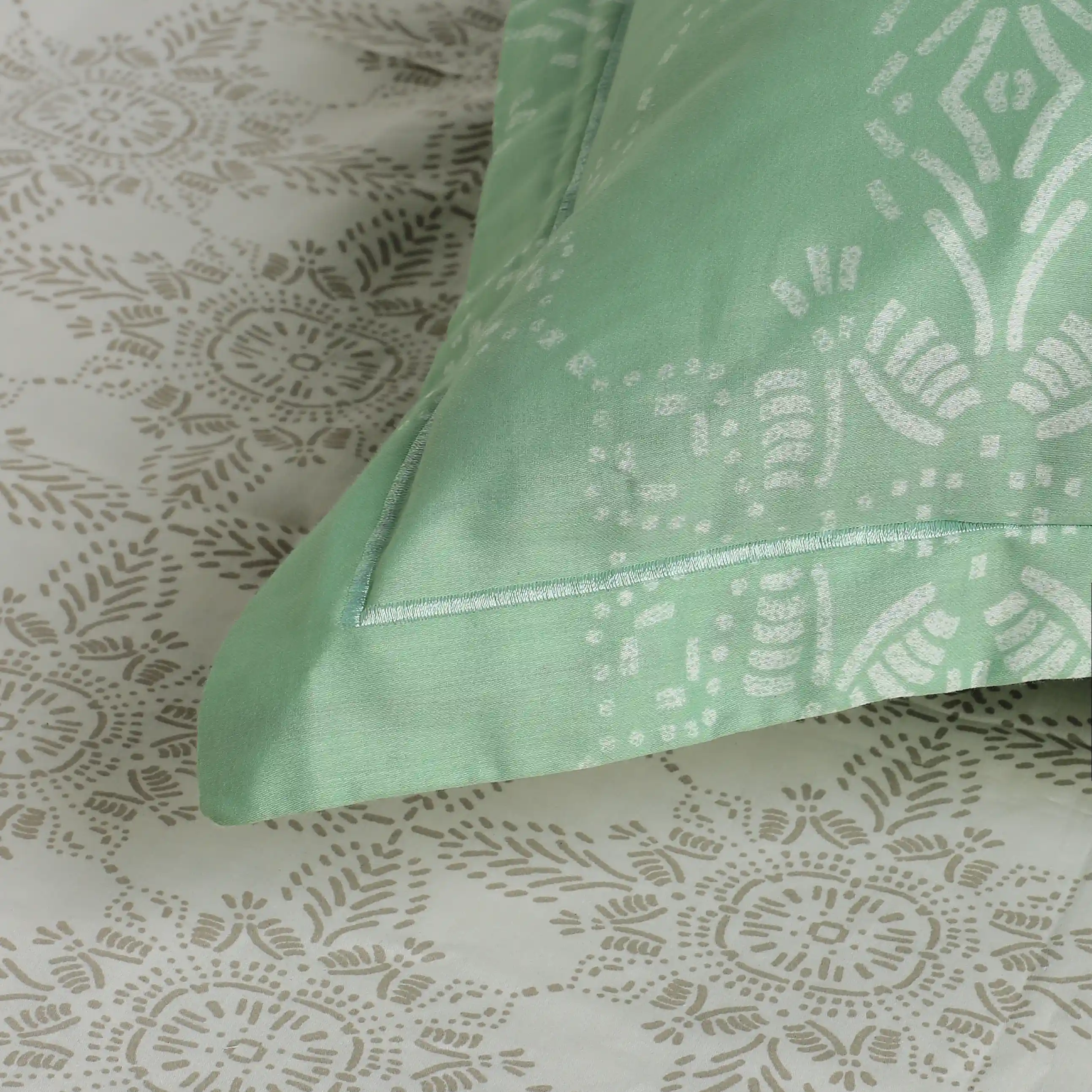 Fergana | 250TC Artistic Bohemian Printed Cotton Bedsheet Set | Pillow Cover with Merrow Hem Treatment - Image 25