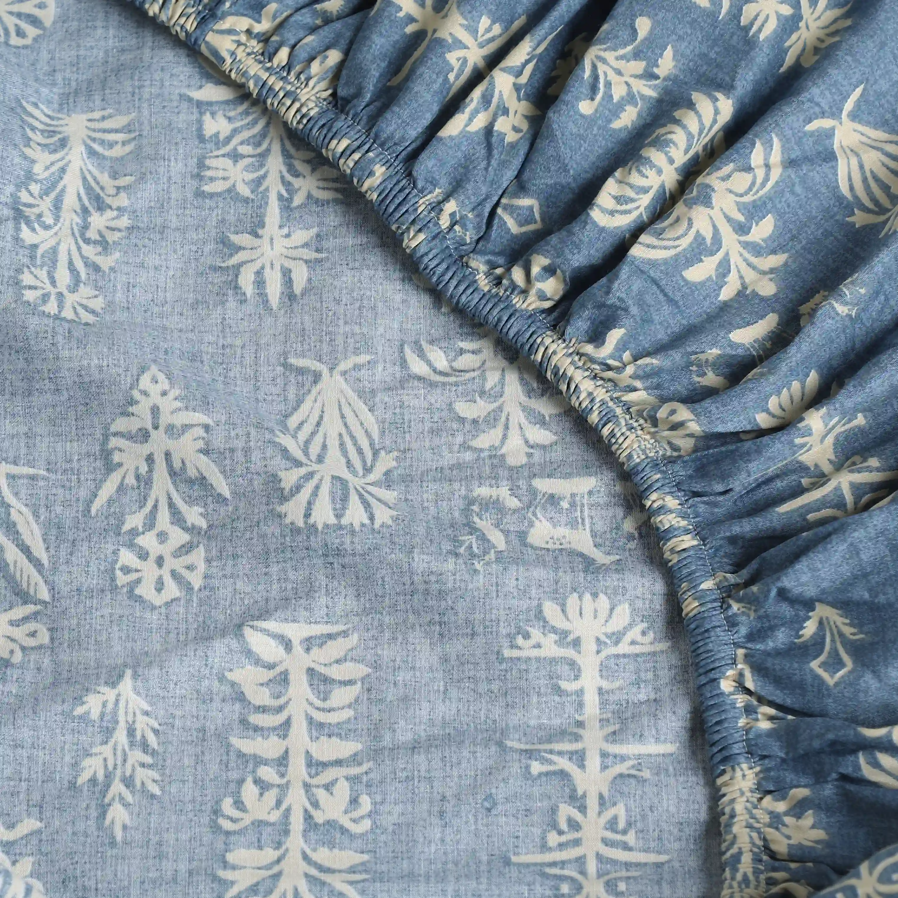 Fergana | 250TC Artistic Bohemian Printed Cotton Fitted Sheet Set | Pillow Cover with Merrow Hem Treatment - Image 28