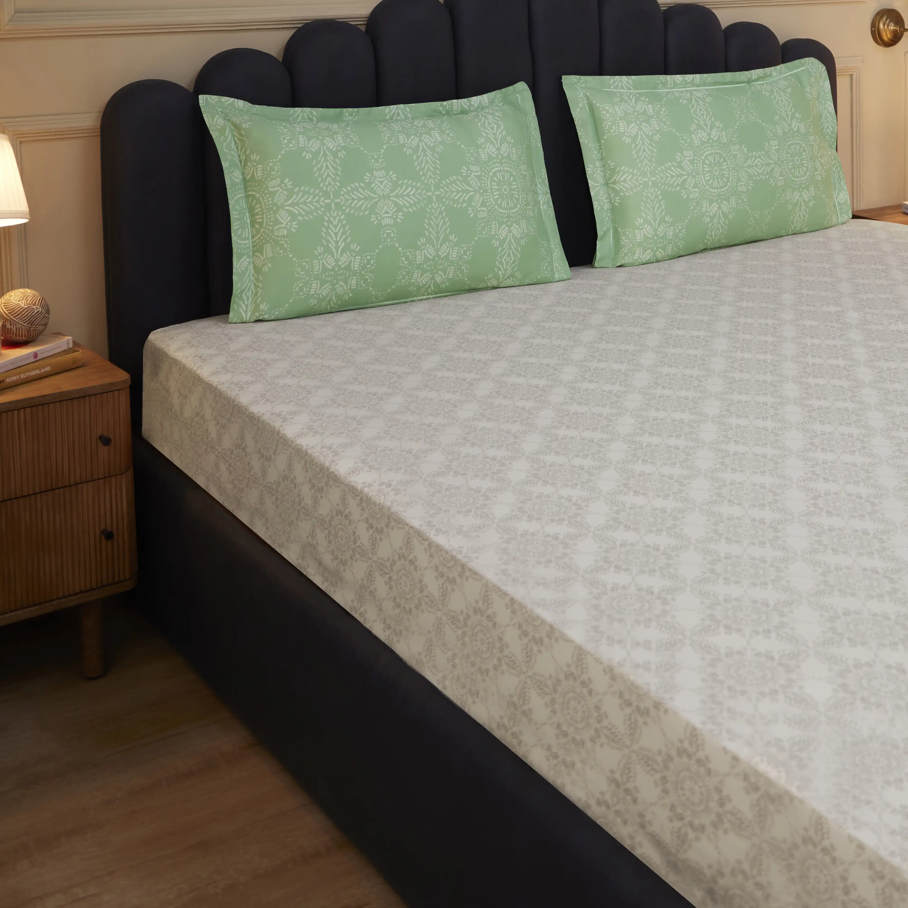 Fergana | 250TC Artistic Bohemian Printed Cotton Fitted Sheet Set | Pillow Cover with Merrow Hem Treatment - Image 29