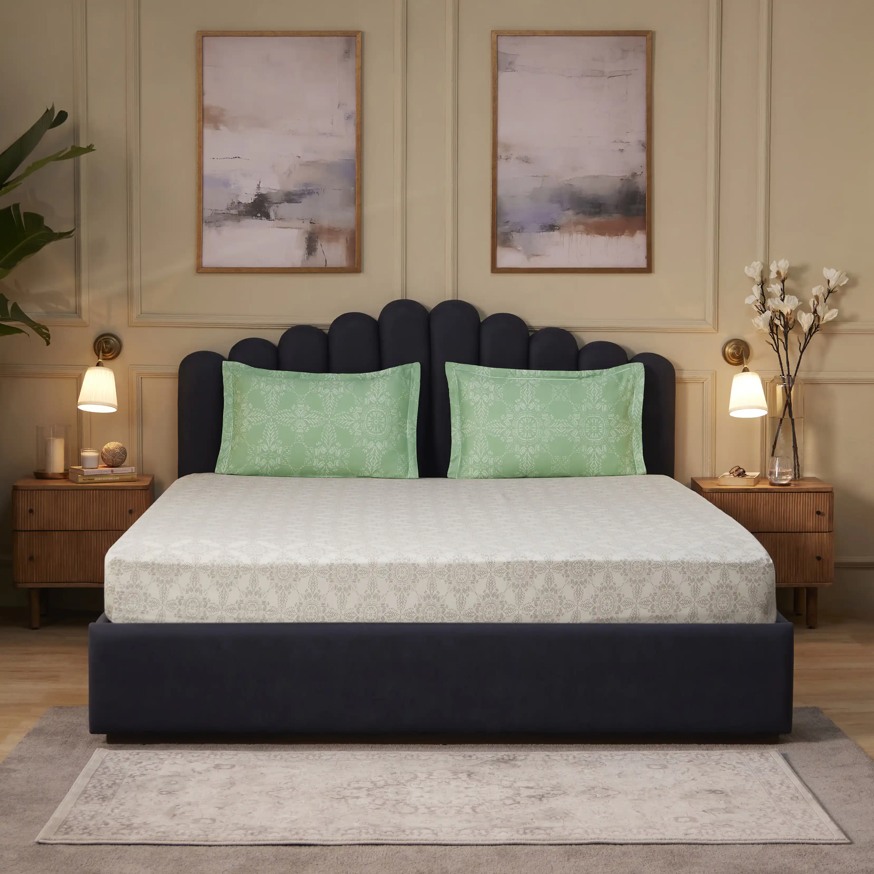 Fergana | 250TC Artistic Bohemian Printed Cotton Fitted Sheet Set | Pillow Cover with Merrow Hem Treatment - Image 30