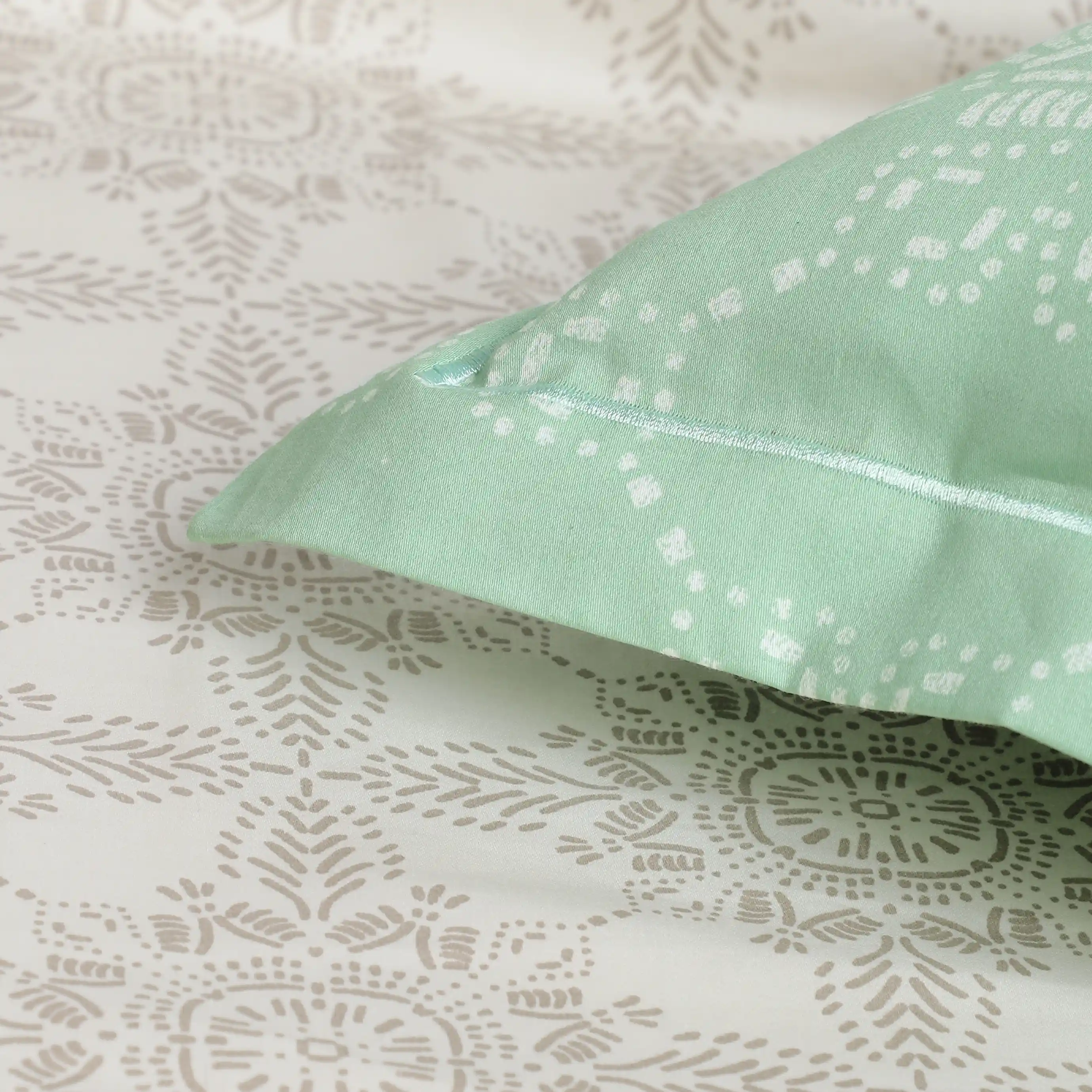 Fergana | 250TC Artistic Bohemian Printed Cotton Fitted Sheet Set | Pillow Cover with Merrow Hem Treatment - Image 34
