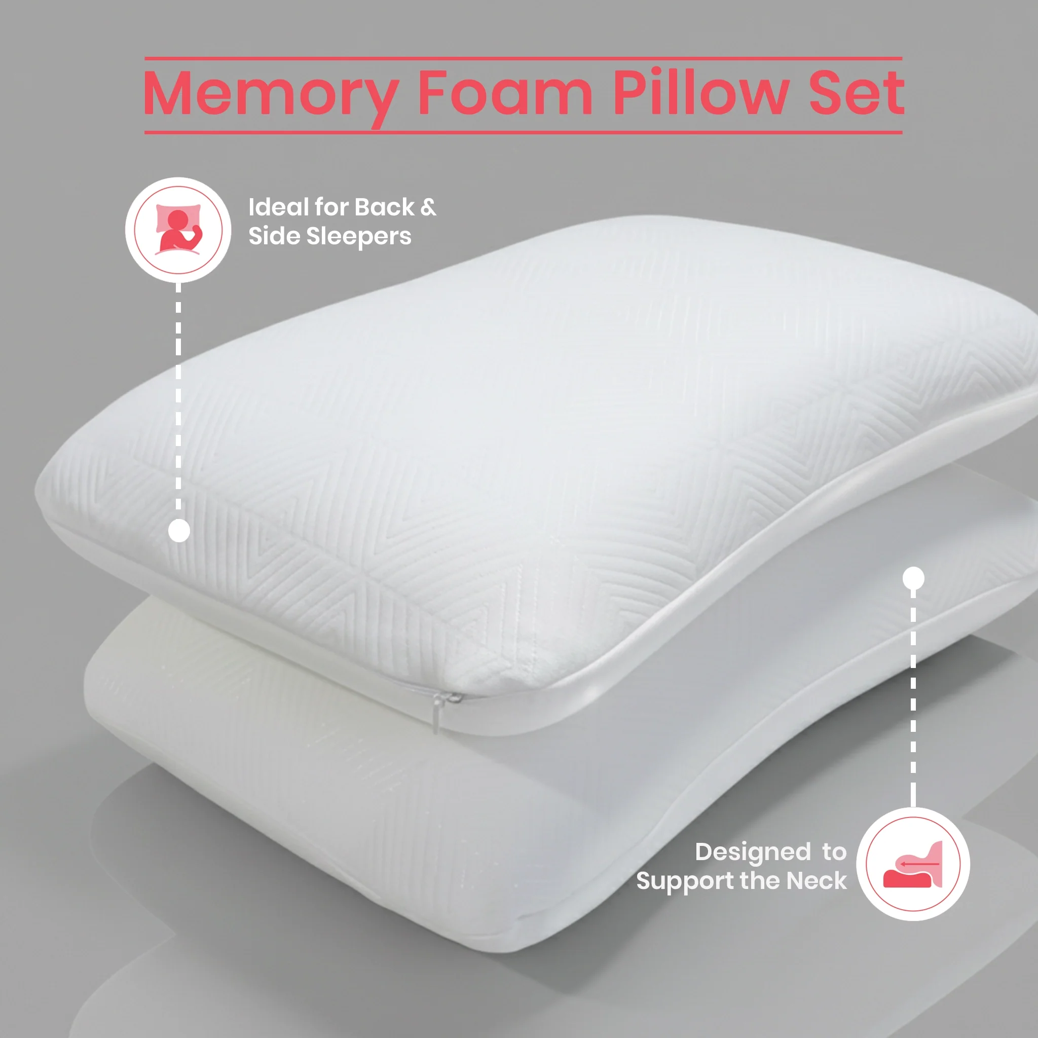 Flexi Haven | Memory Foam Pillow | Set of 2 - Image 9