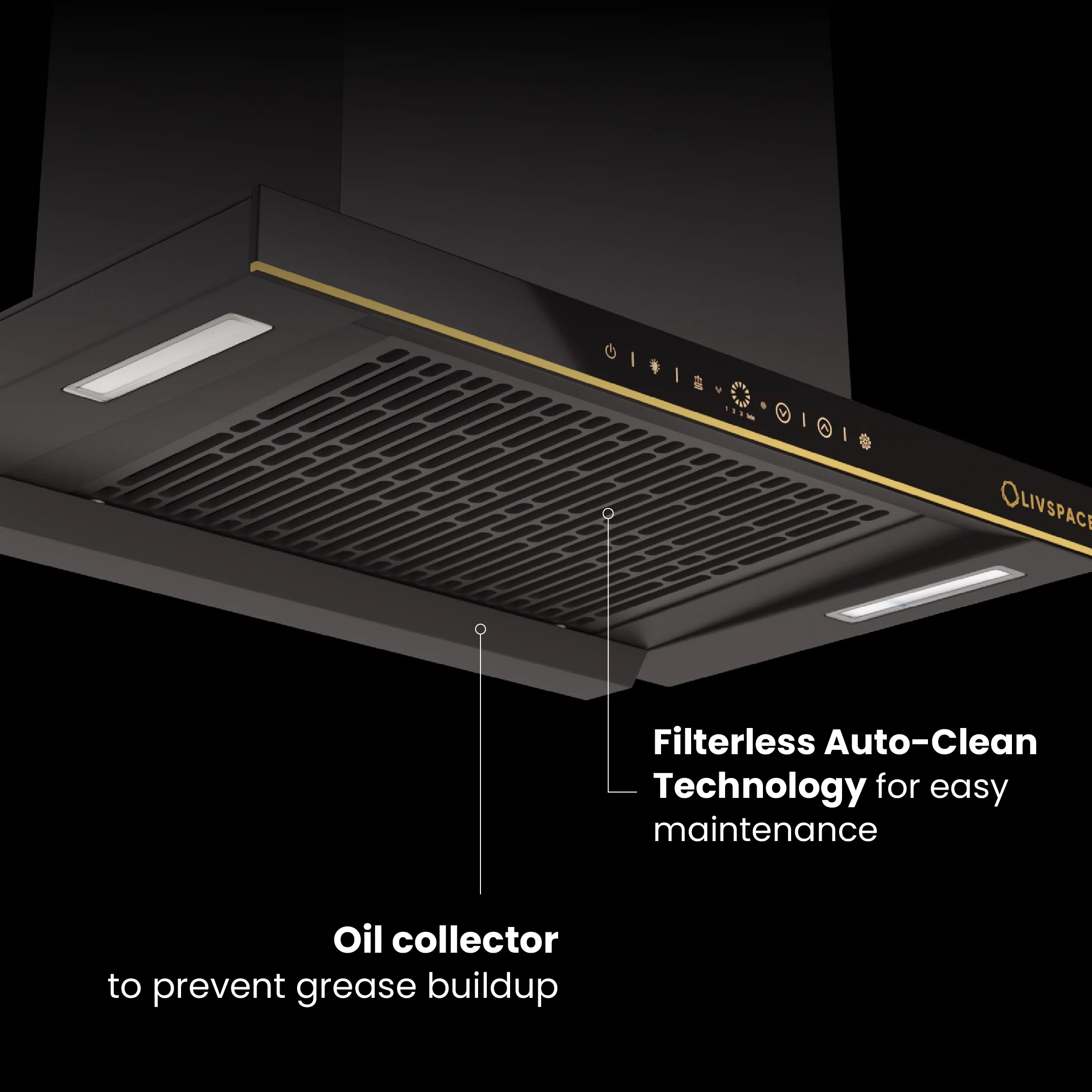 Intellia by Livspace AutoClean Straight BLDC chimney 600mm size 1600m3/h suction power (Ducted) | Intellia CH T 60 - Image 4
