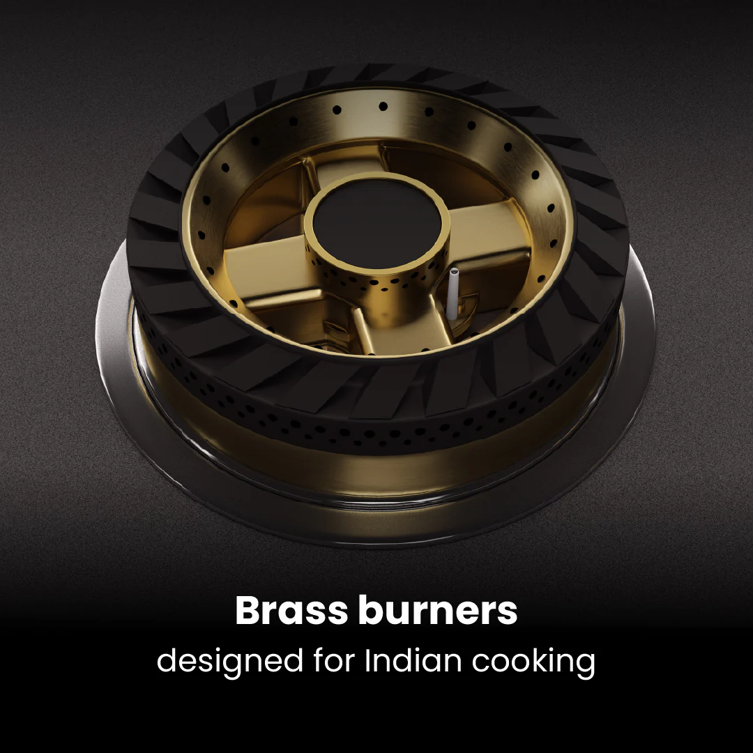 Intellia by Livspace 4 Brass Burner 900mm with Auto Ignition Matt finish Hob | Intellia HB 4B M 90 - Image 4
