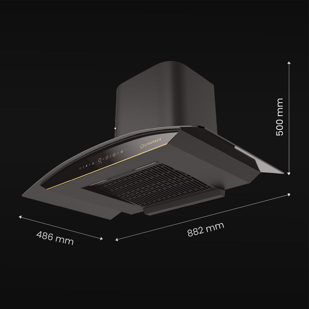 Intellia by Livspace AutoClean Curve Shape BLDC chimney 900mm size 1600m3/h suction power (Ducted) | Intellia CH C 90 - Image 8
