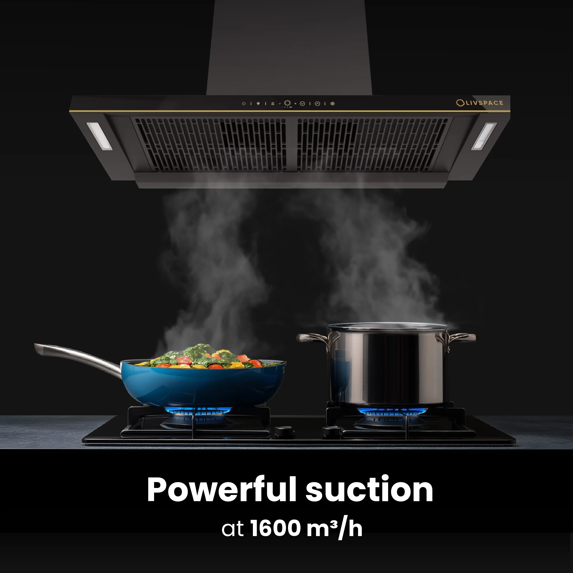 Intellia by Livspace AutoClean Straight BLDC chimney 900mm size 1600m3/h suction power (Ducted) | Intellia CH T 90 - Image 3