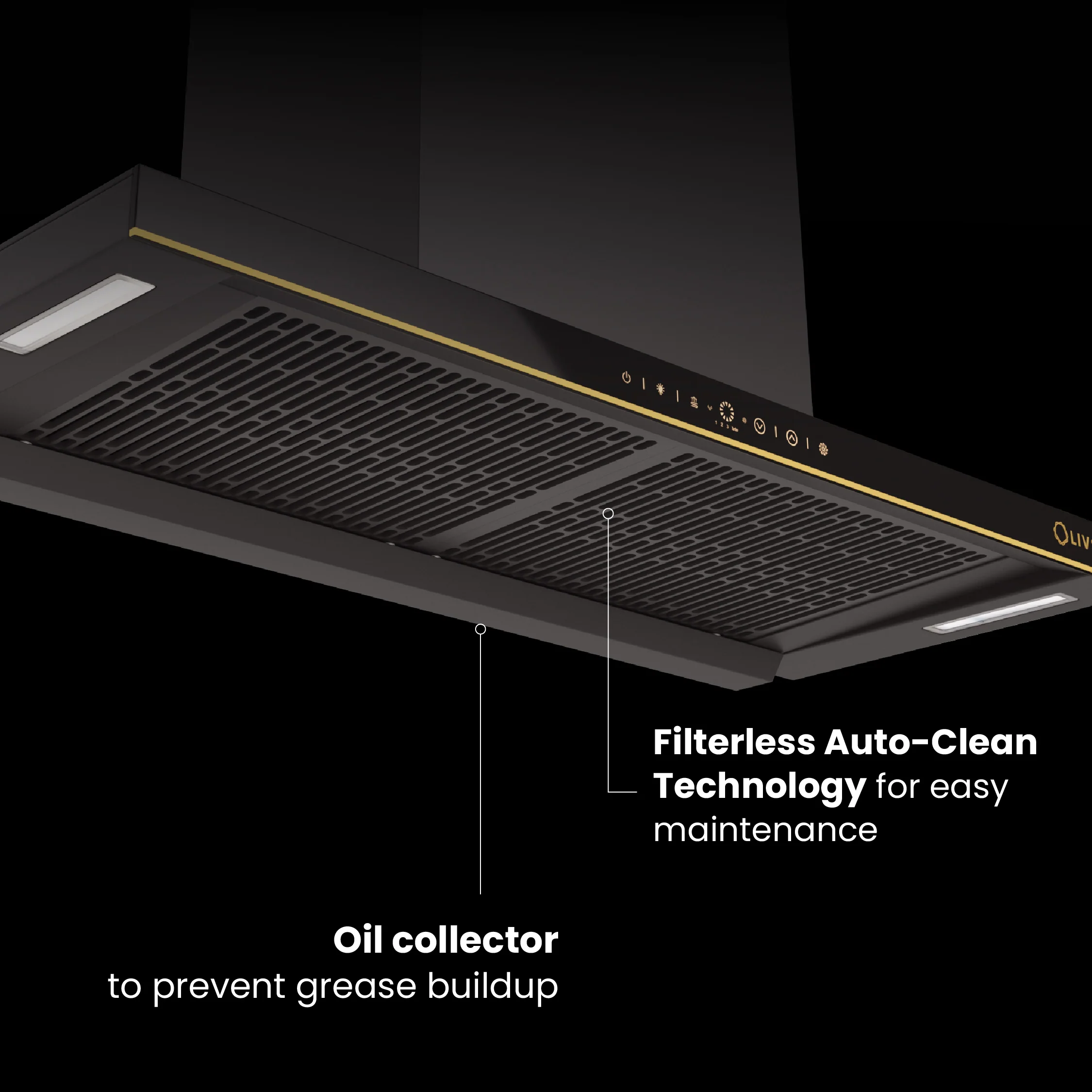 Intellia by Livspace AutoClean Straight BLDC chimney 900mm size 1600m3/h suction power (Ducted) | Intellia CH T 90 - Image 5