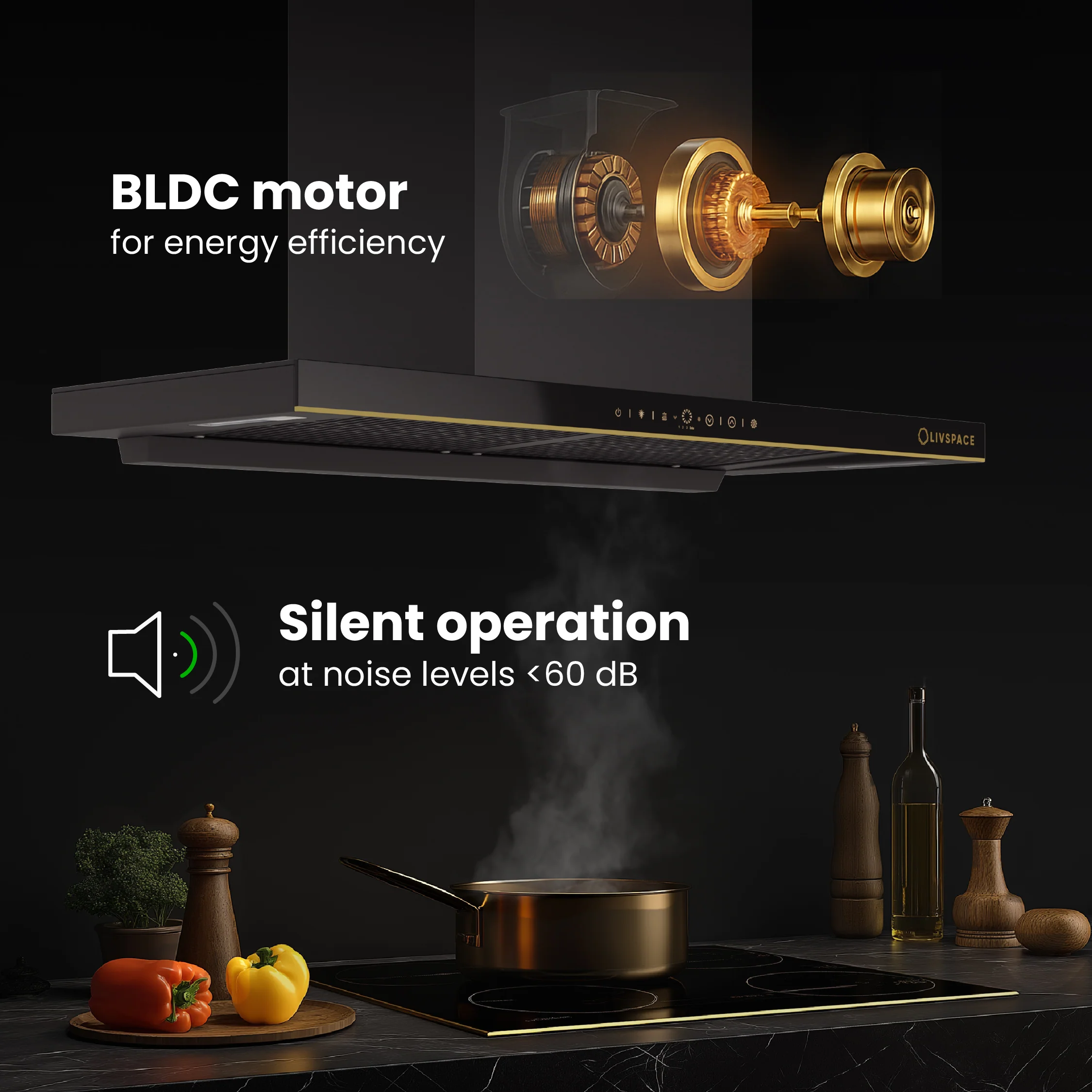 Intellia by Livspace AutoClean Straight BLDC chimney 900mm size 1600m3/h suction power (Ducted) | Intellia CH T 90 - Image 6