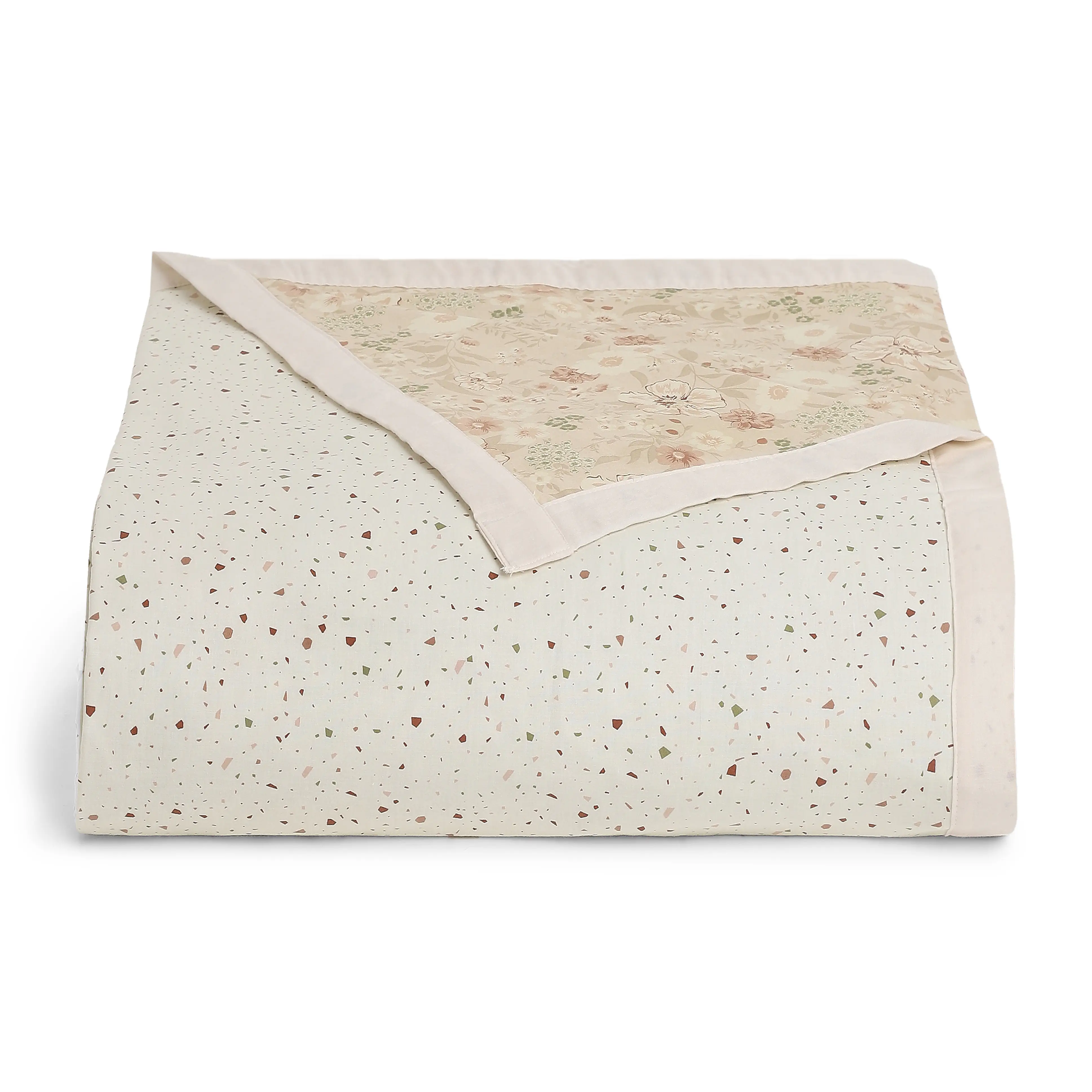 Mishella | Mix & Match Printed Coordinated Bedding Set | Set of Bedsheet & Dohar - Beige - Image 5