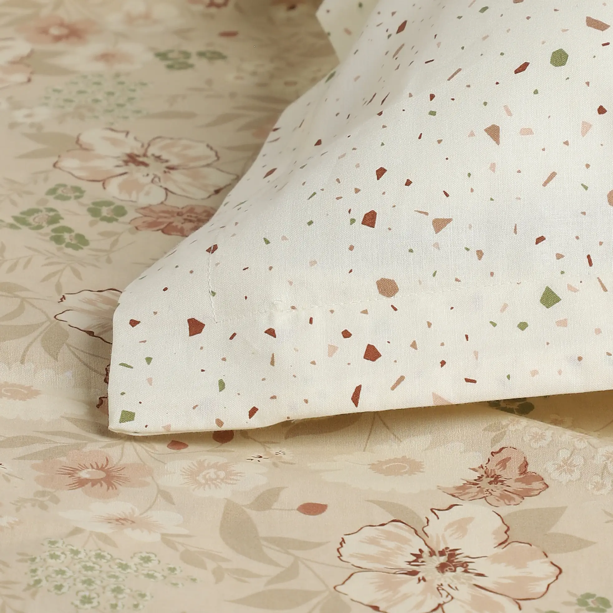 Mishella | Mix & Match Printed Cotton Bedsheet Set - Beige - Image 10