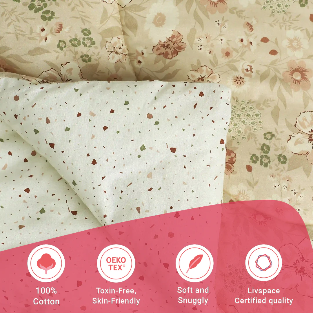 Mishella | Mix & Match Printed 120GSM Reversible Comforter - Beige - Image 12