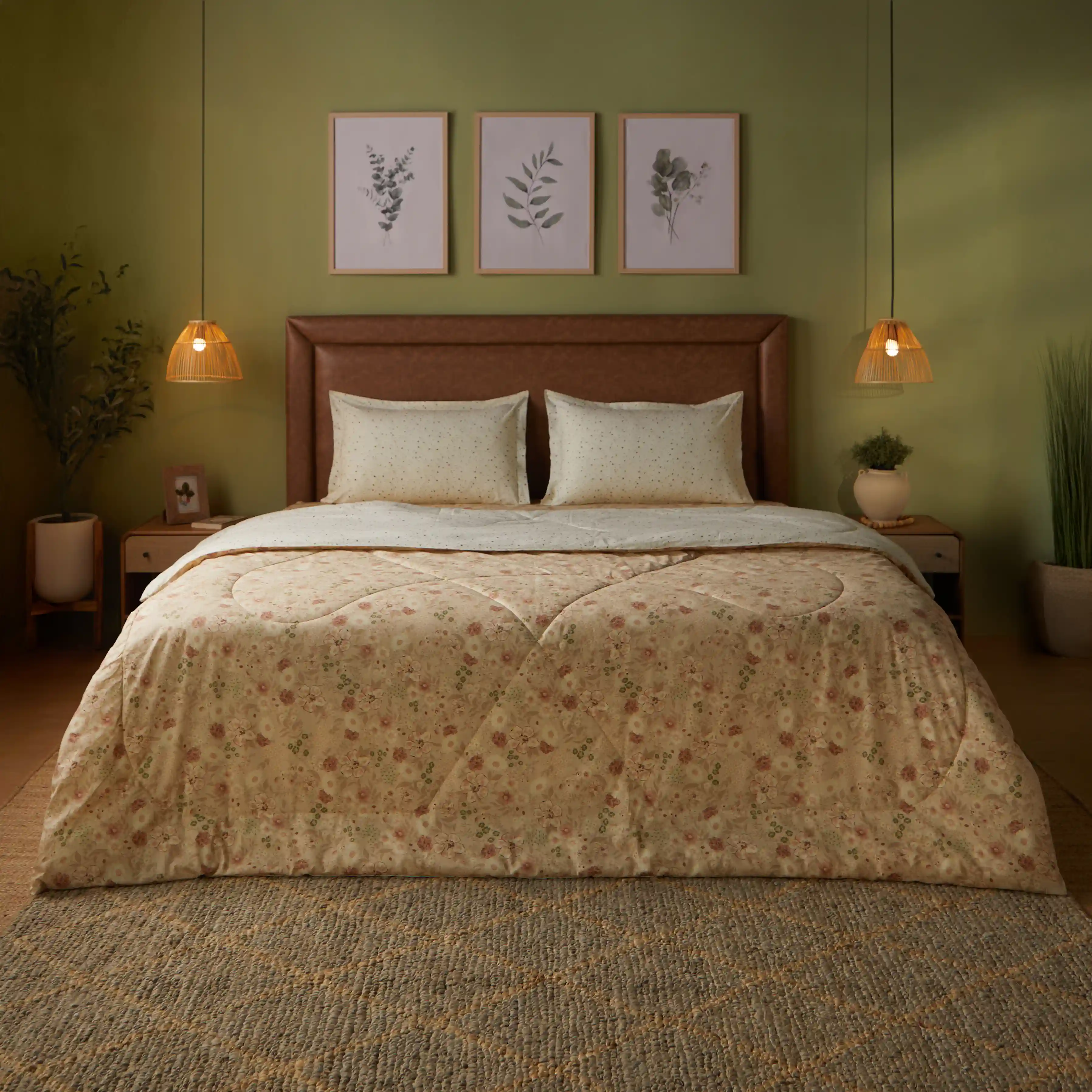 Mishella | Mix & Match Printed 120GSM Reversible Comforter - Beige - Image 6