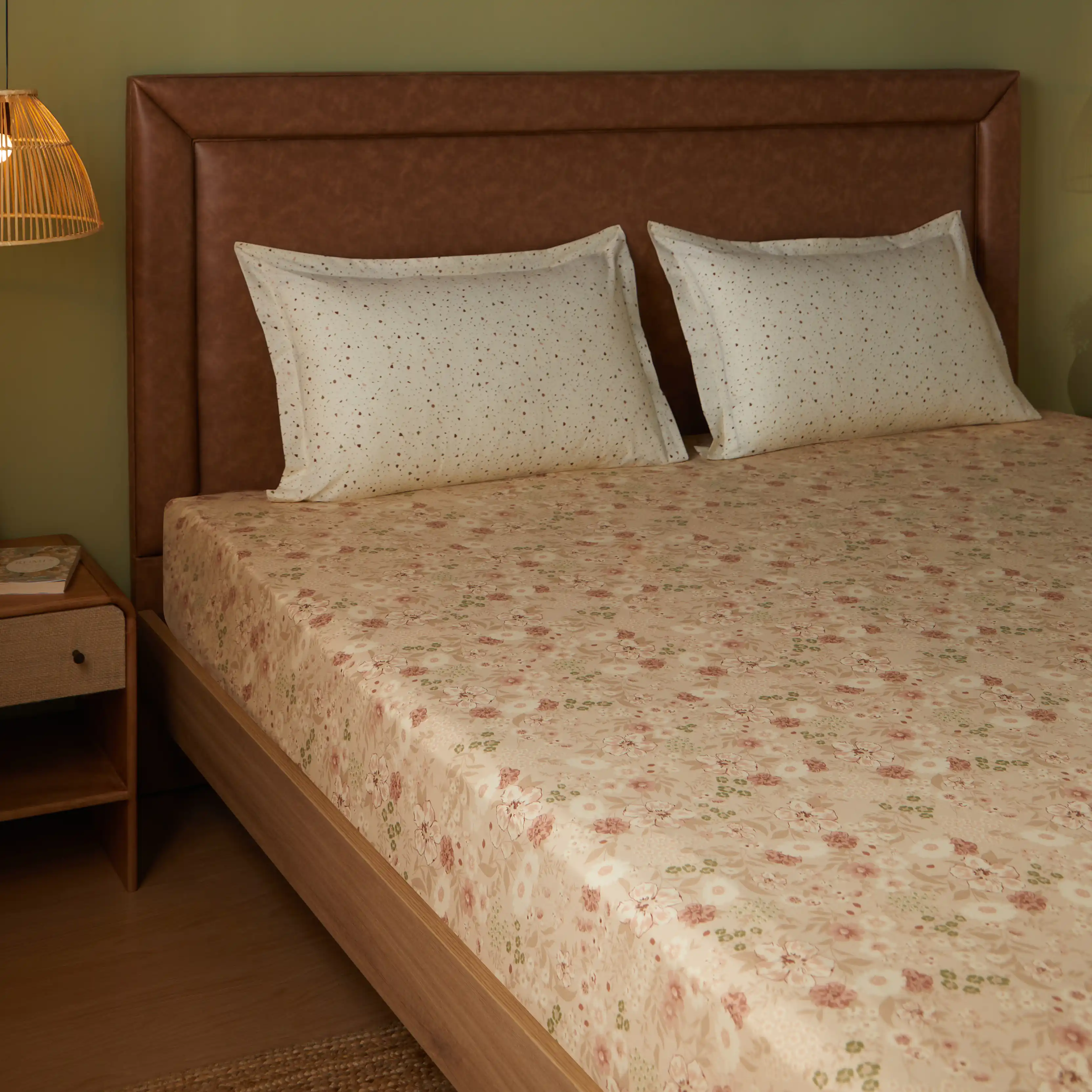 Mishella | Mix & Match Printed Cotton Fitted Sheet Set - Beige
