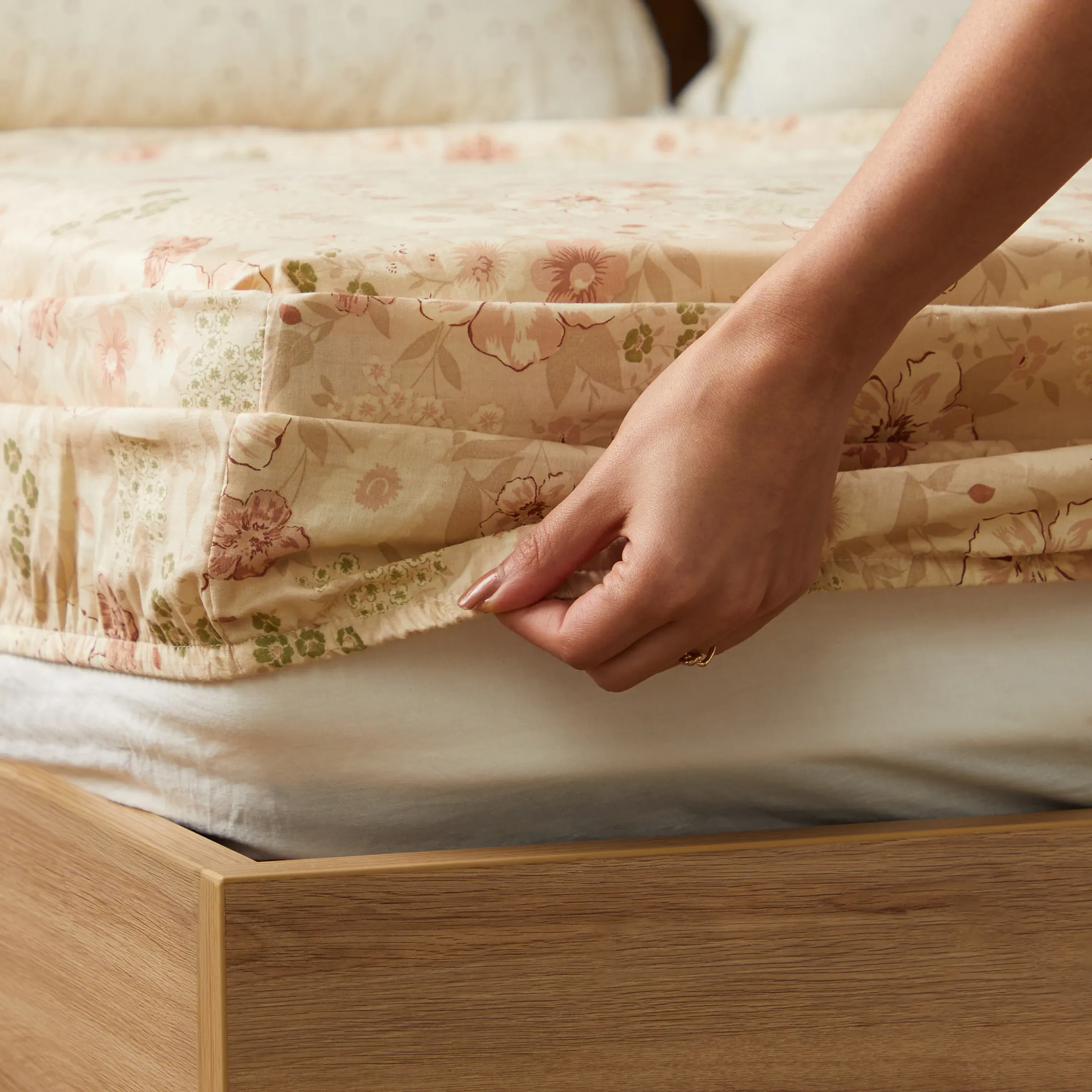 Mishella | Mix & Match Printed Cotton Fitted Sheet Set - Beige - Image 11